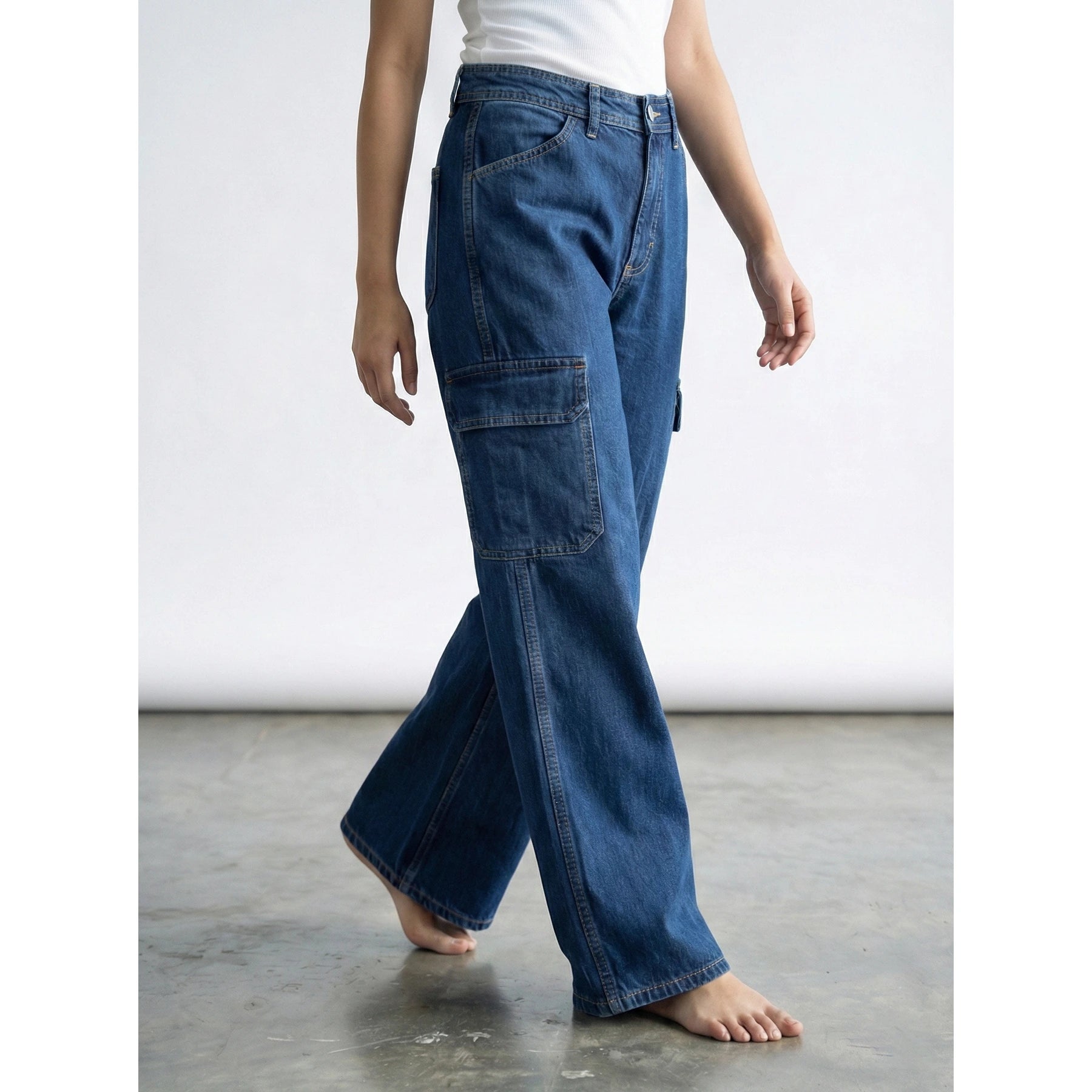 High Rise Wide Leg Cargo Jeans | Montivo Pakistan