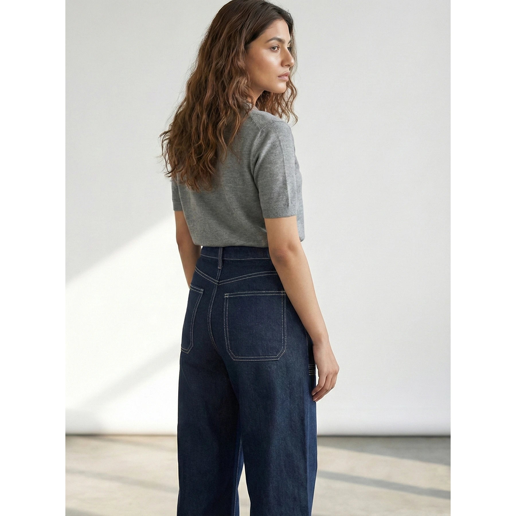 High Rise Rinse Wash Cropped Jeans | Montivo Pakistan