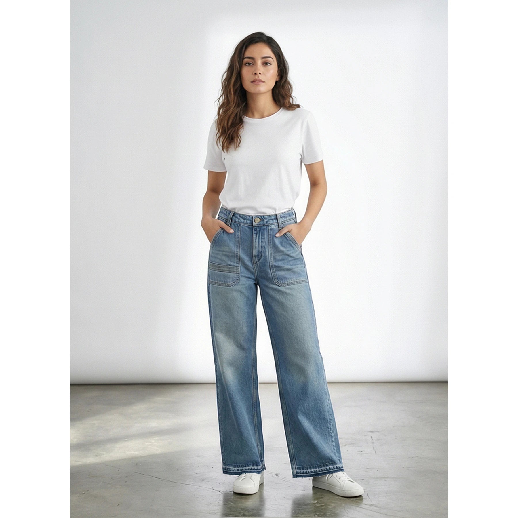 Vintage Blue High Rise Wide Leg Jeans | Montivo Pakistan