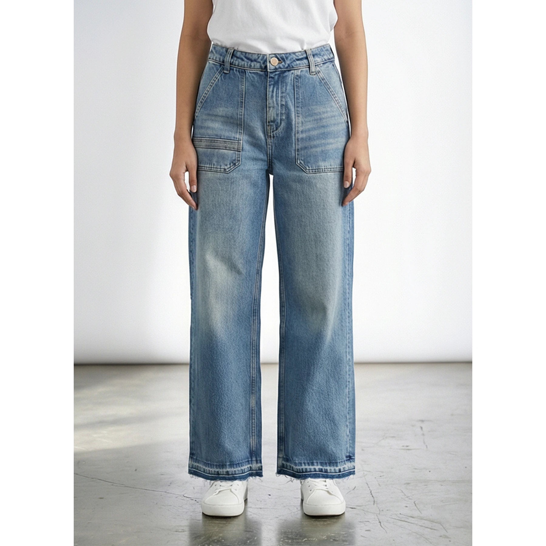 Vintage Blue High Rise Wide Leg Jeans | Montivo Pakistan