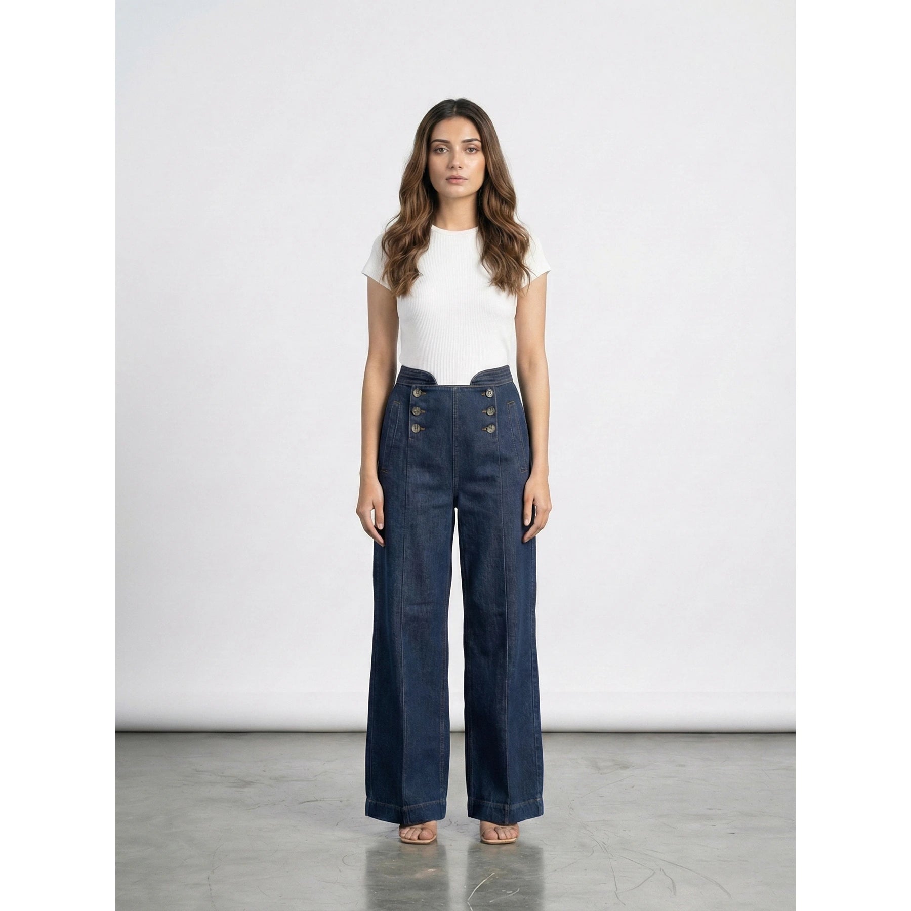 Blue Long Wide Leg Jeans | Montivo Pakistan
