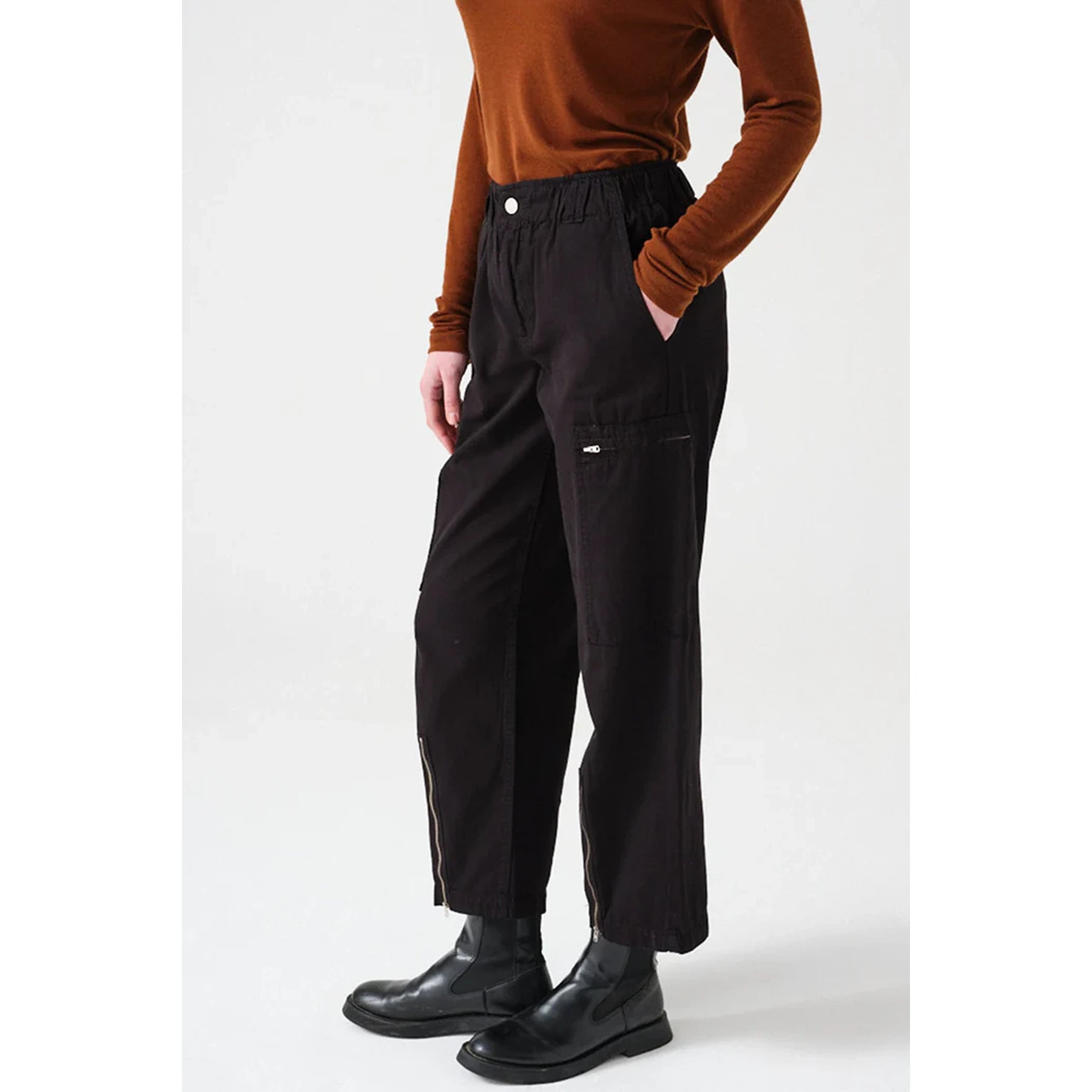 Denim Relaxed Black Cargo Pants | Montivo Pakistan