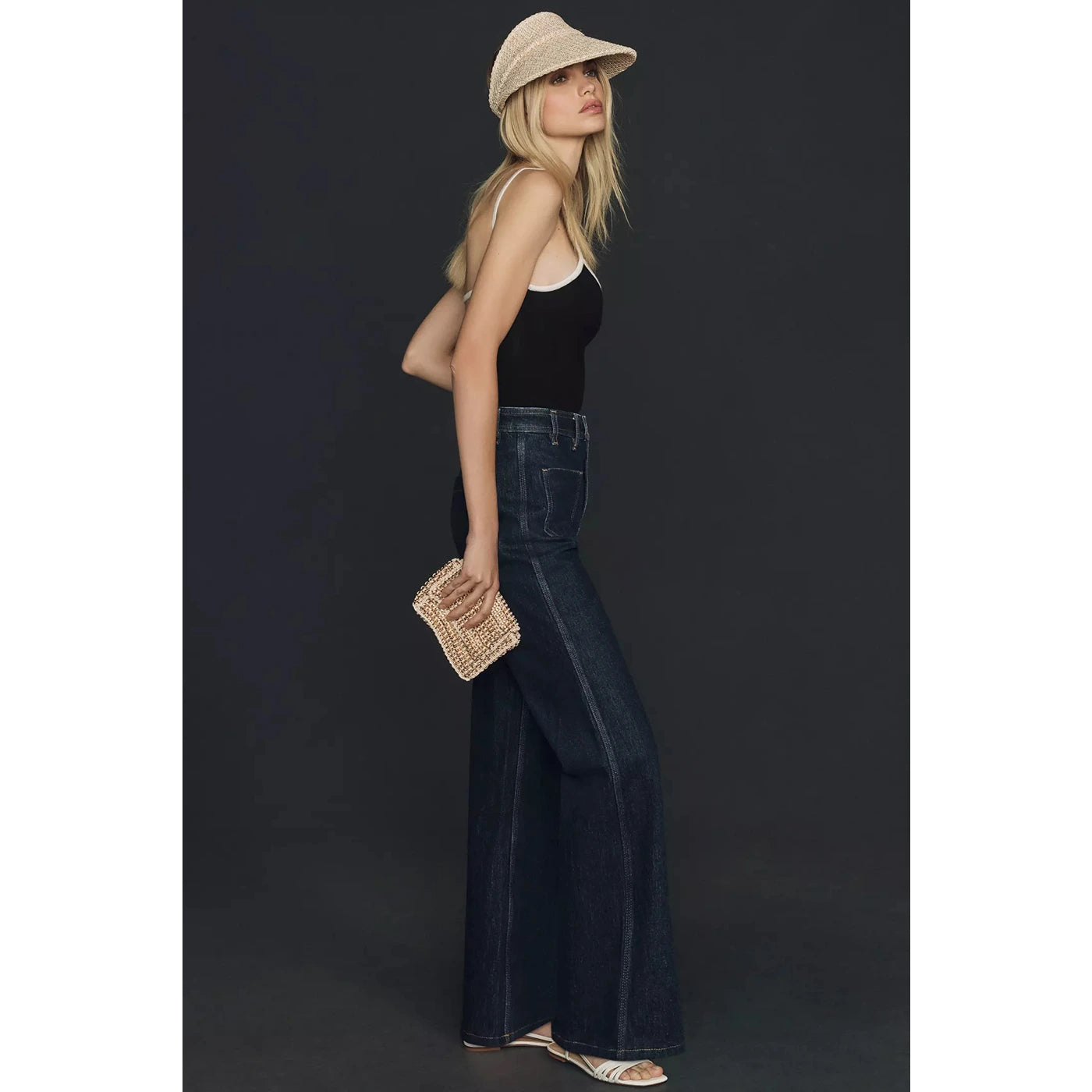 Dark Blue High Rise Wide Leg Jeans | Montivo Pakistan