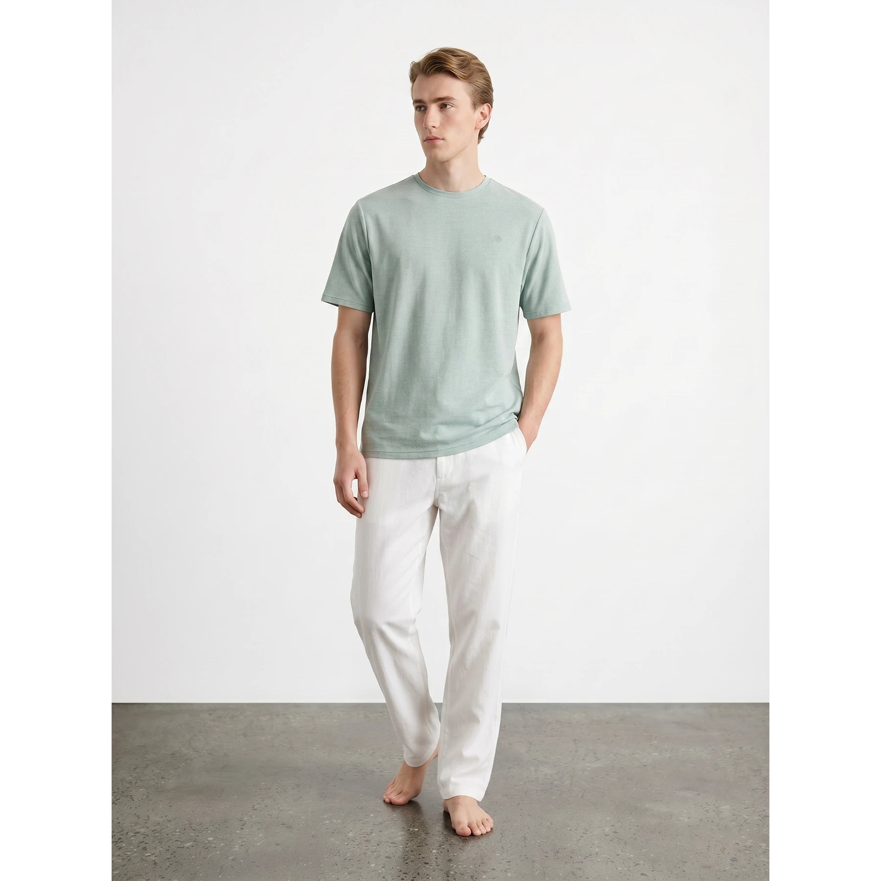 Green Relaxed Fit Mini Stripes Tshirt | Montivo Pakistan