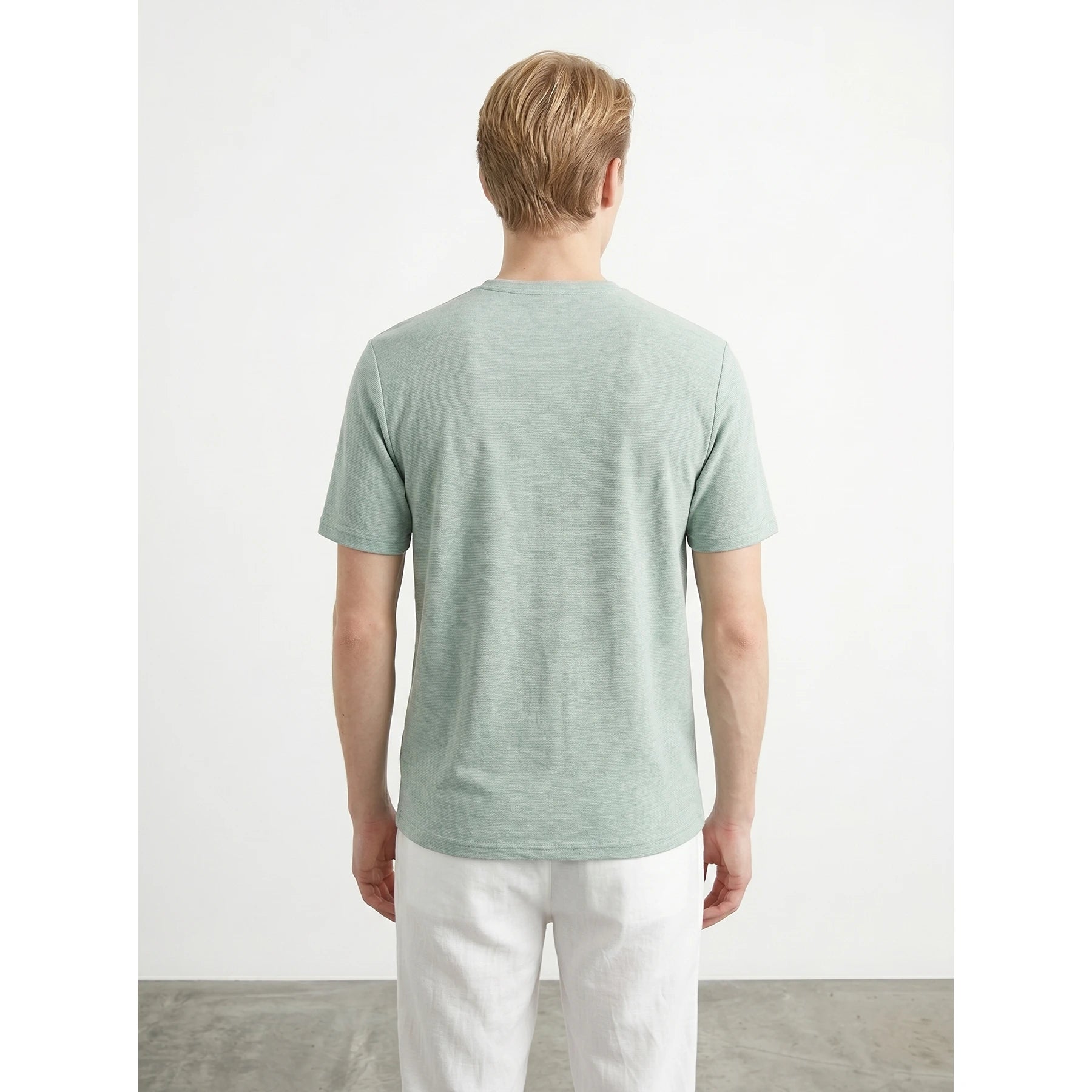 Green Relaxed Fit Mini Stripes Tshirt | Montivo Pakistan