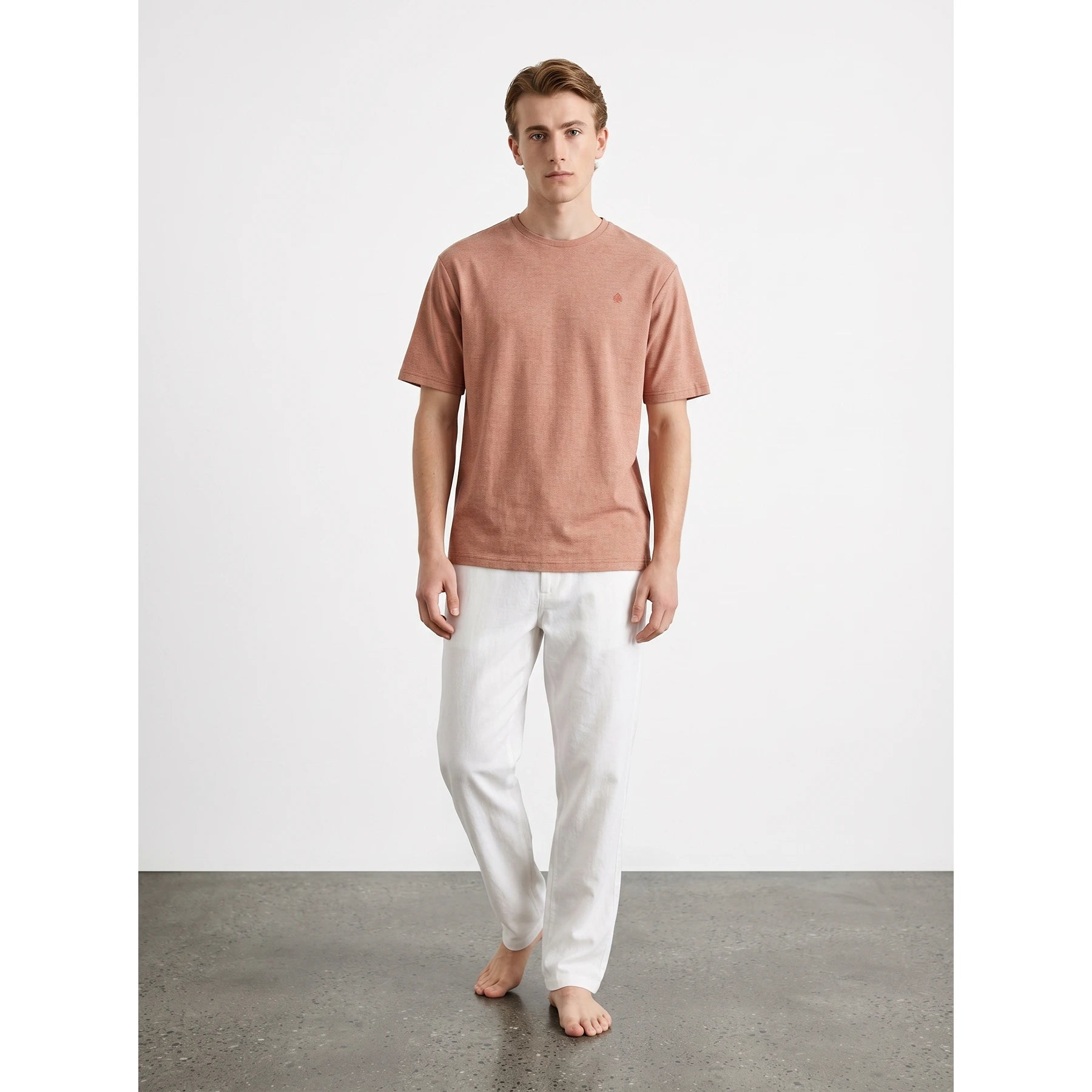 Rust Relaxed Fit Mini Stripes Tshirt | Montivo Pakistan