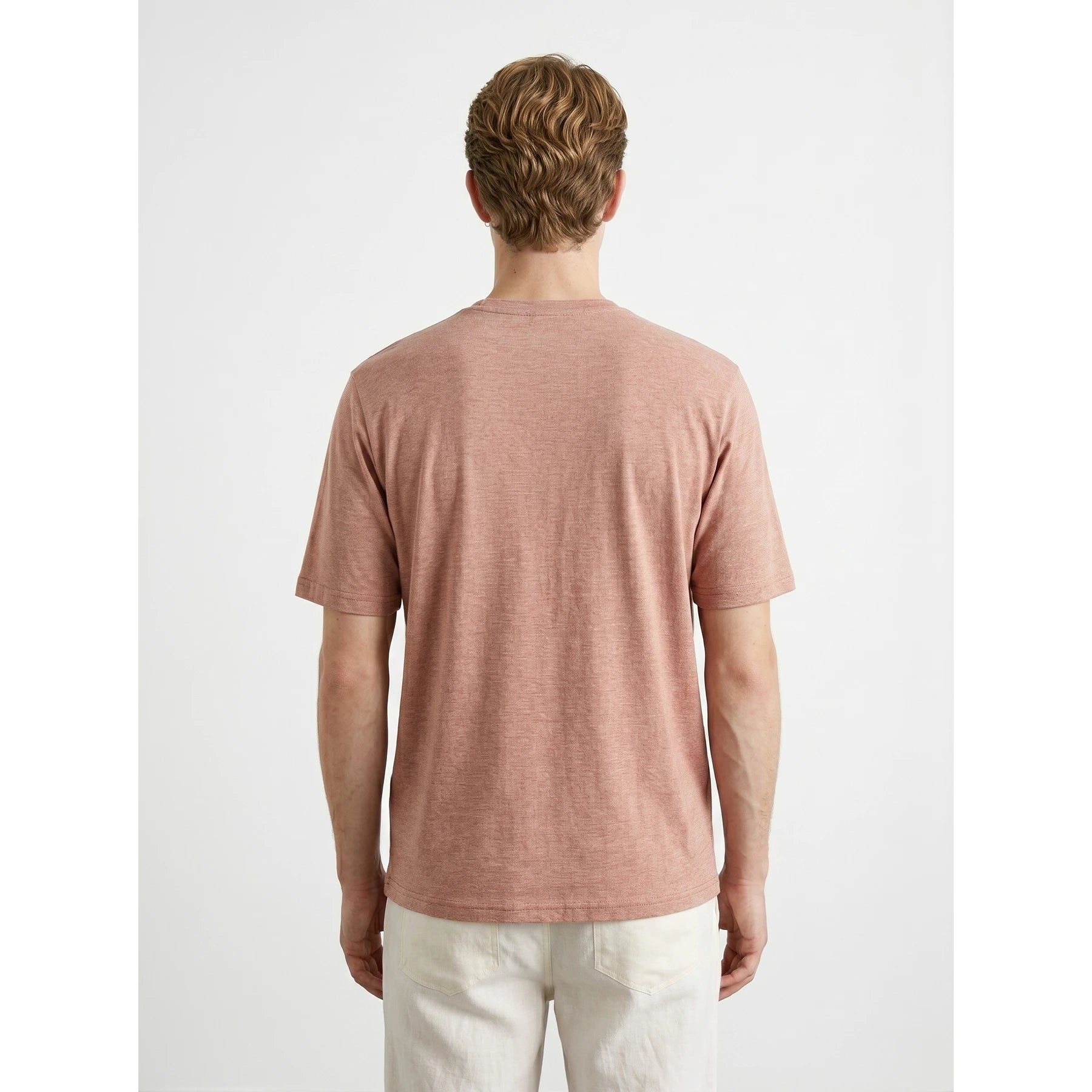 Rust Relaxed Fit Mini Stripes Tshirt | Montivo Pakistan