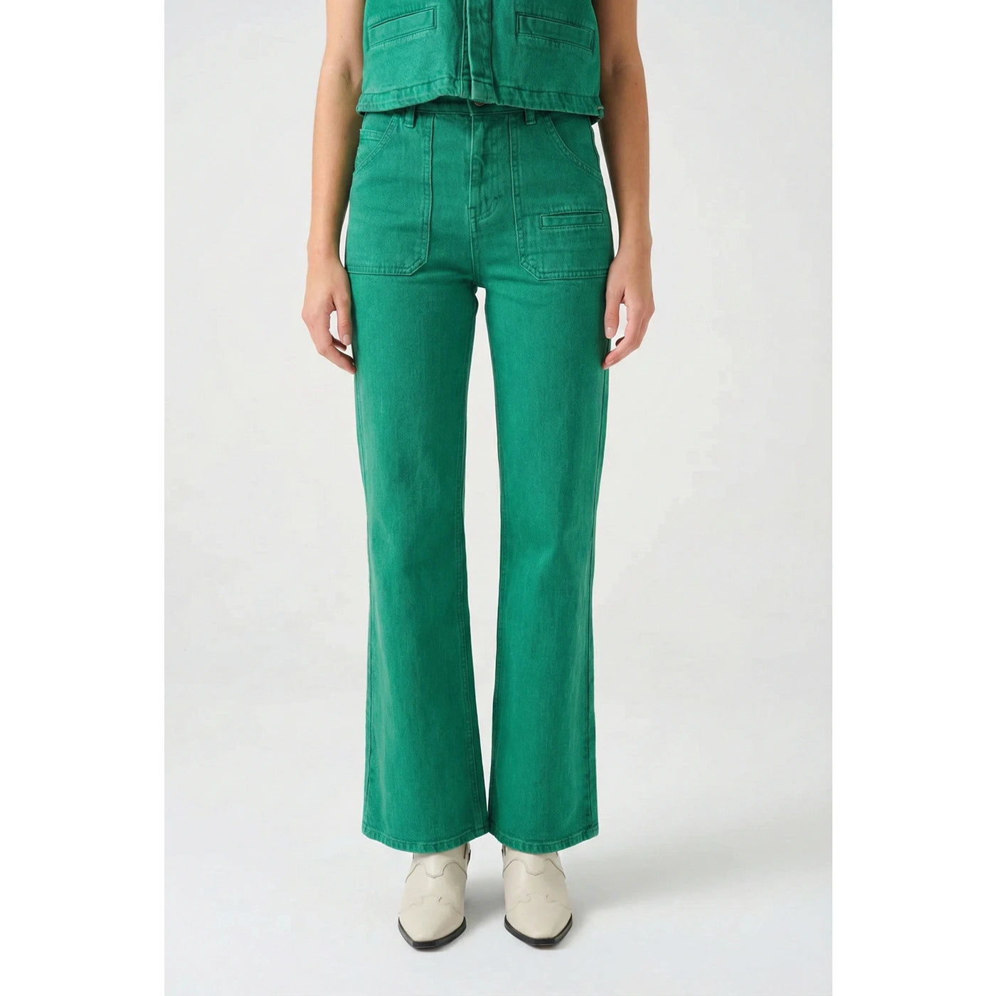 Green Loose Flare Jeans | Montivo Pakistan