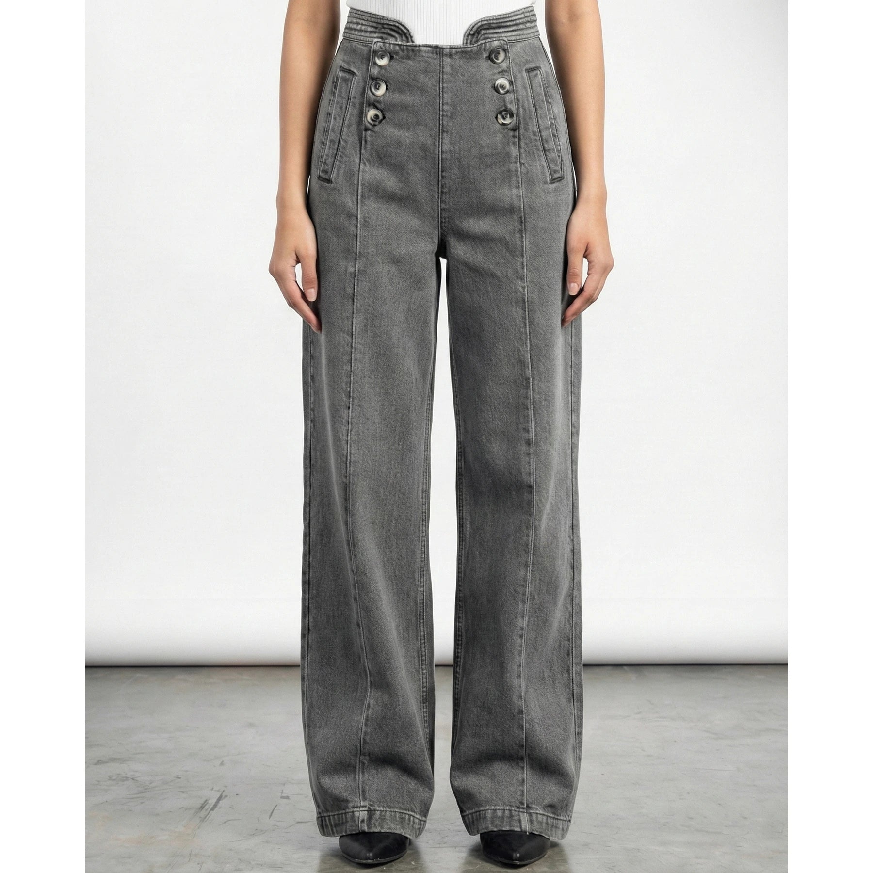 Grey Long Wide Leg Jeans | Montivo Pakistan