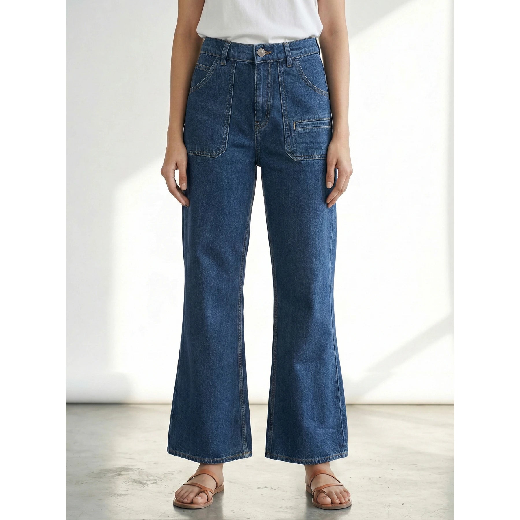 Blue Wide Leg Flare Jeans | Montivo Pakistan