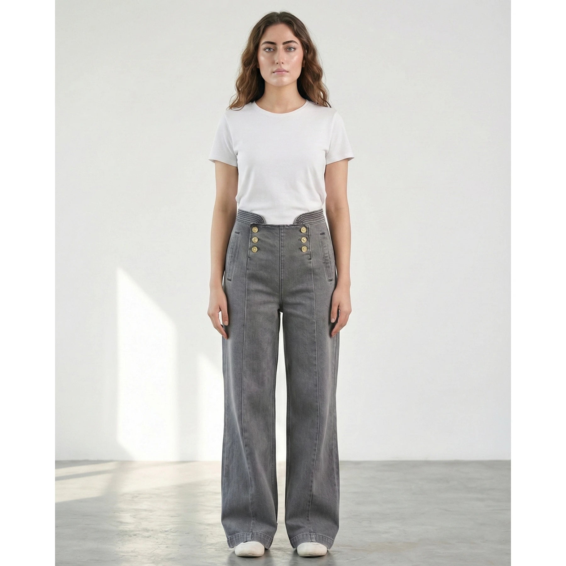 Grey Long Wide Leg Jeans | Montivo Pakistan