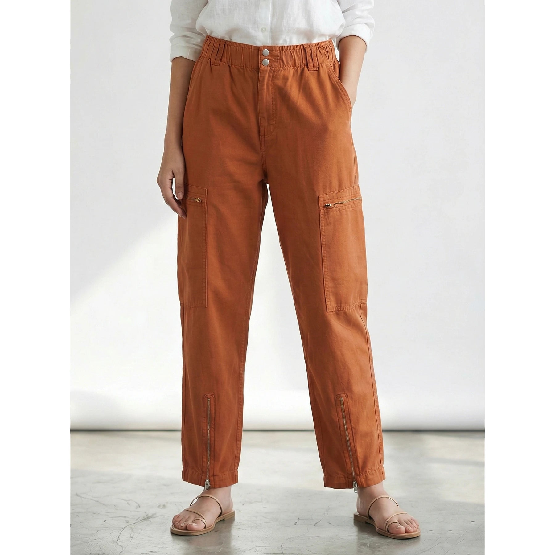 Rust Taper Barrel Denim Trousers | Montivo Pakistan