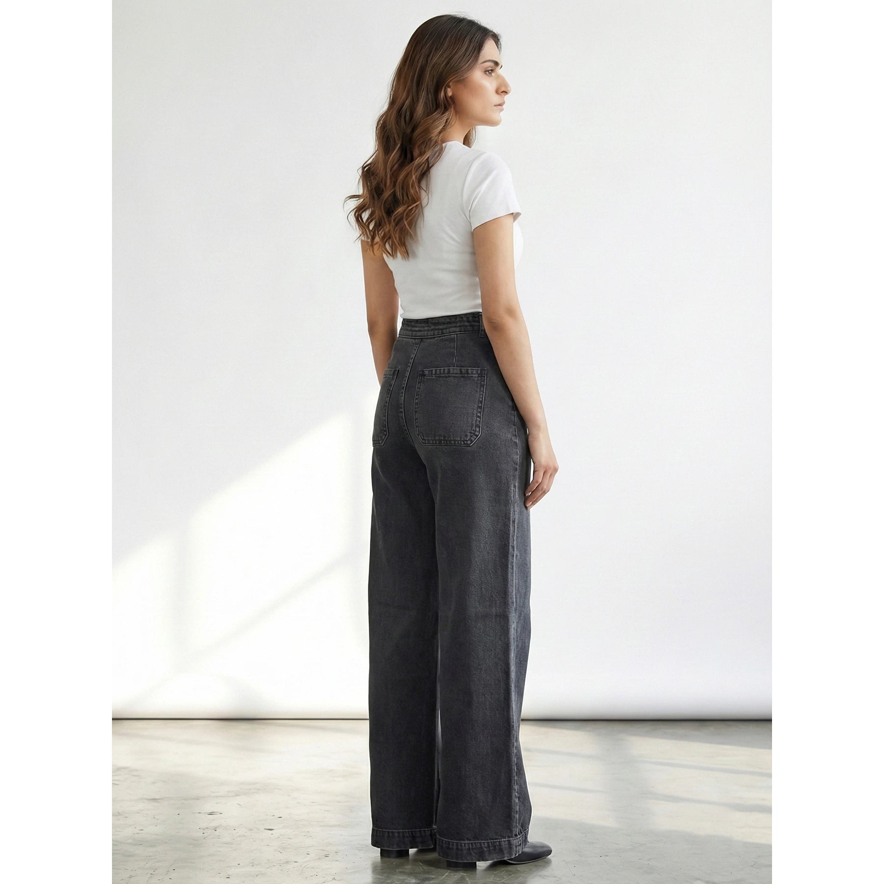 Grey Long Wide Leg Jeans | Montivo Pakistan