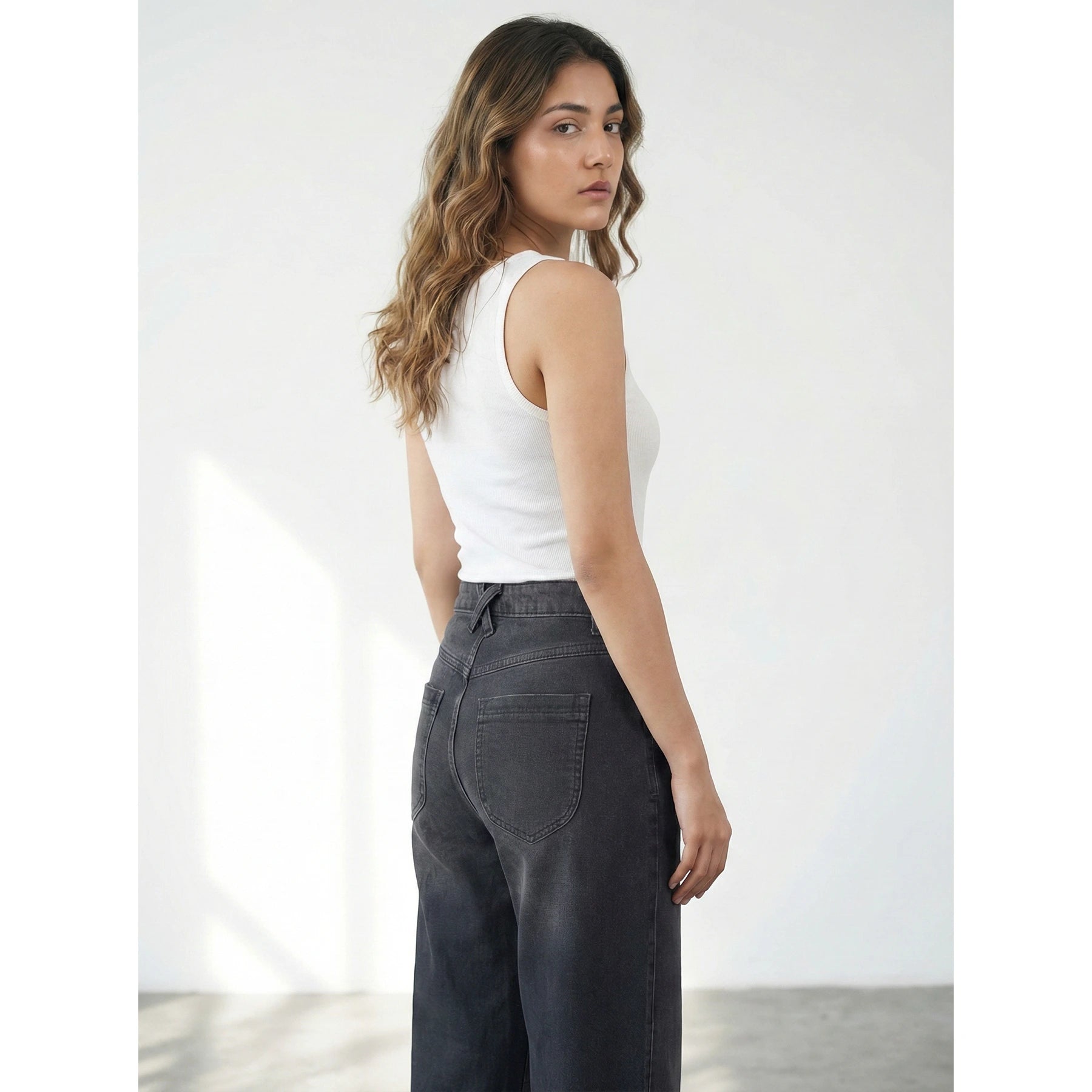 Charcoal Black Barrel Jeans | Montivo Pakistan