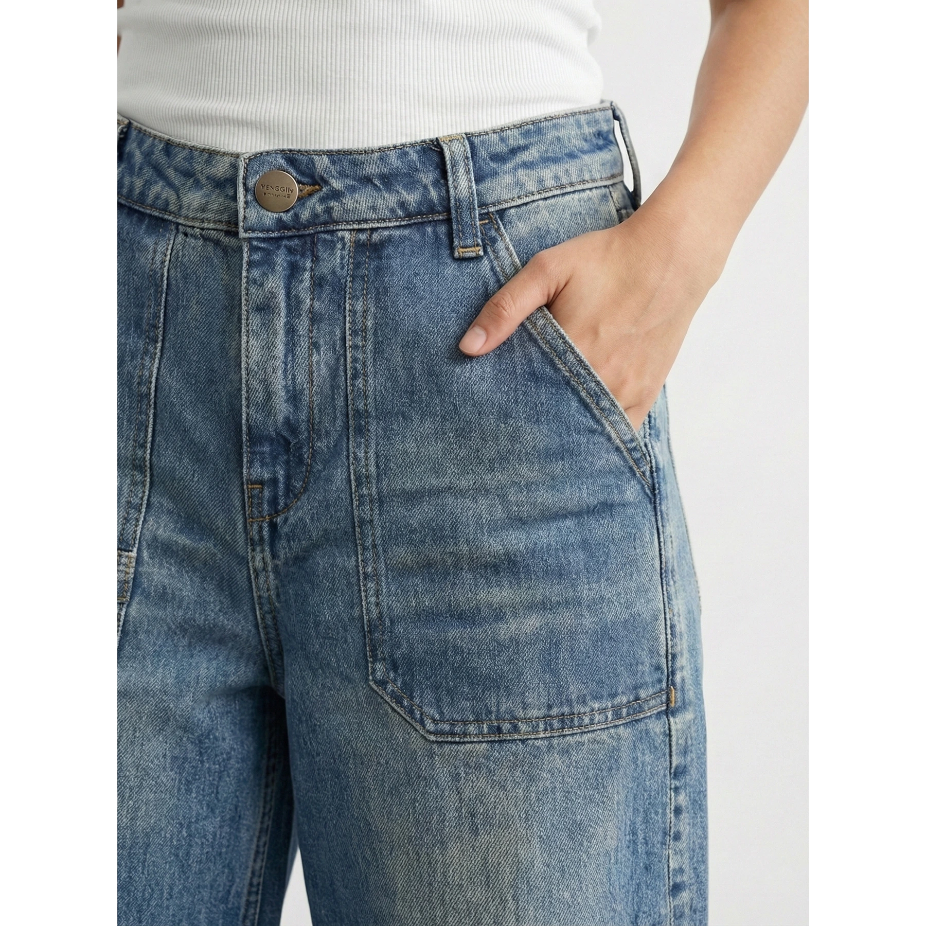 Vintage Blue Wide Leg Jeans | Montivo Pakistan