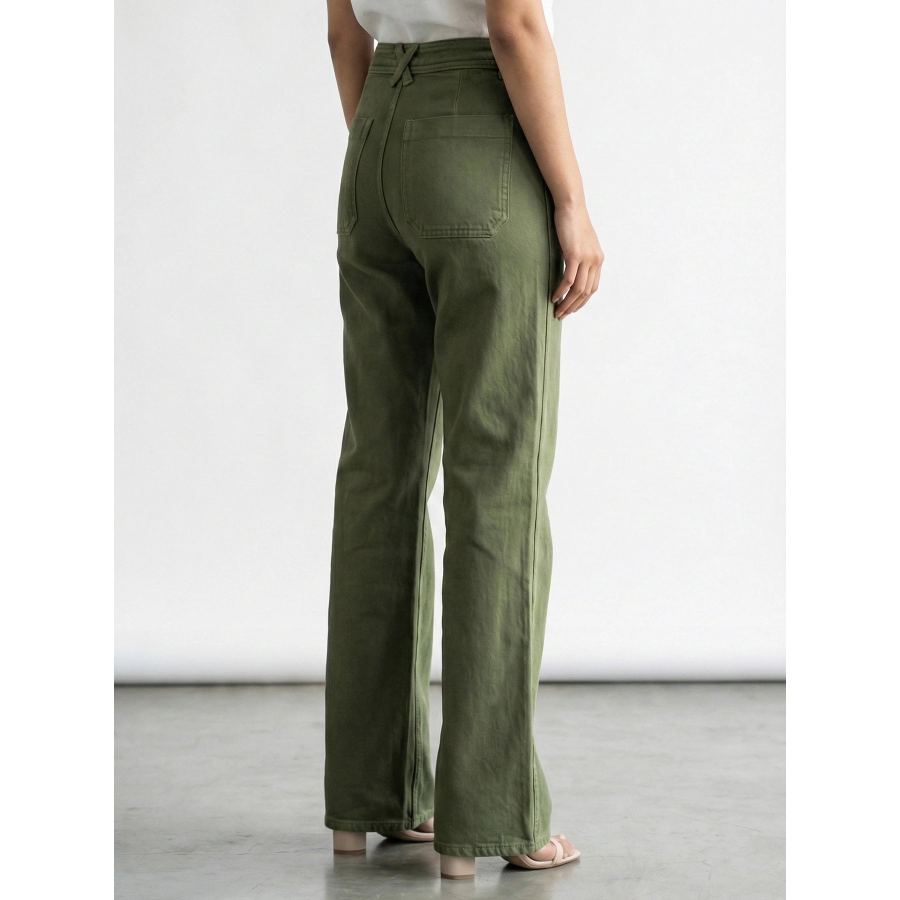 Olive Wide Leg Jeans | Montivo Pakistan