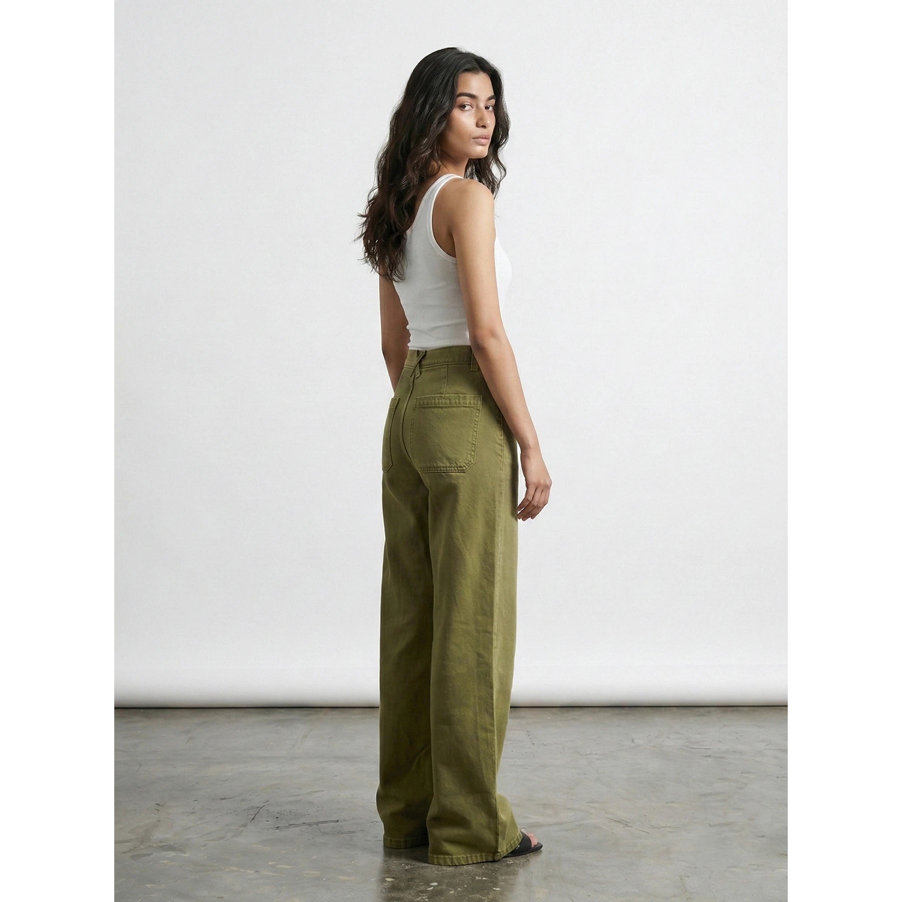 Green Wide Leg Flare Jeans | Montivo Pakistan