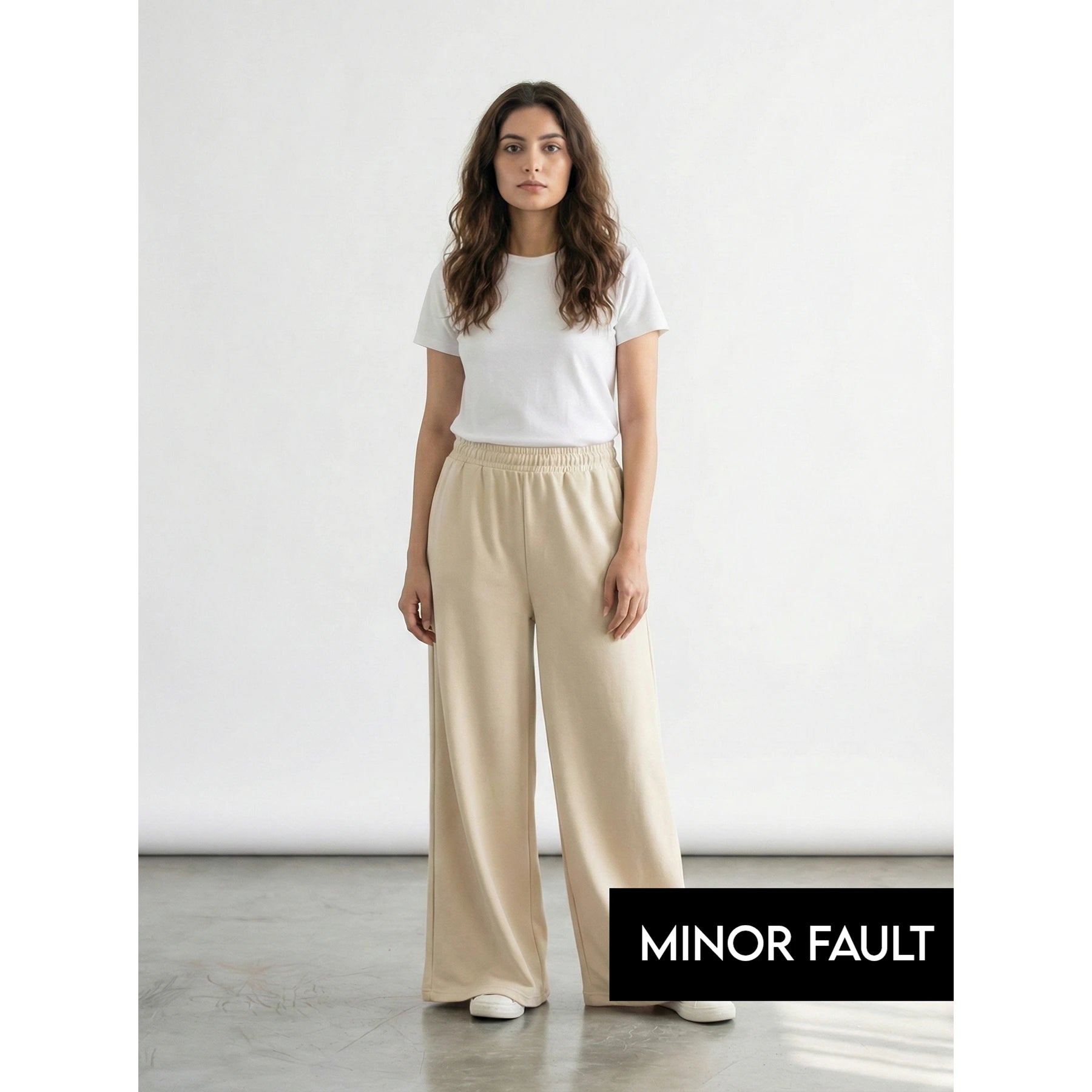 (Minor Fault) Beige Super Wide Leg Trouser | Montivo Pakistan