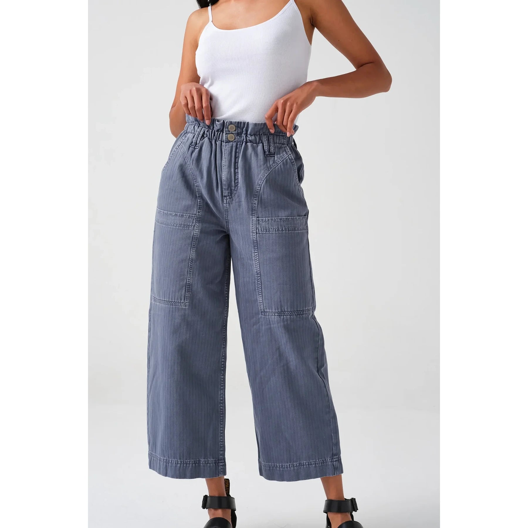 Wide Leg Paper Bag Culottes Jeans | Montivo Pakistan