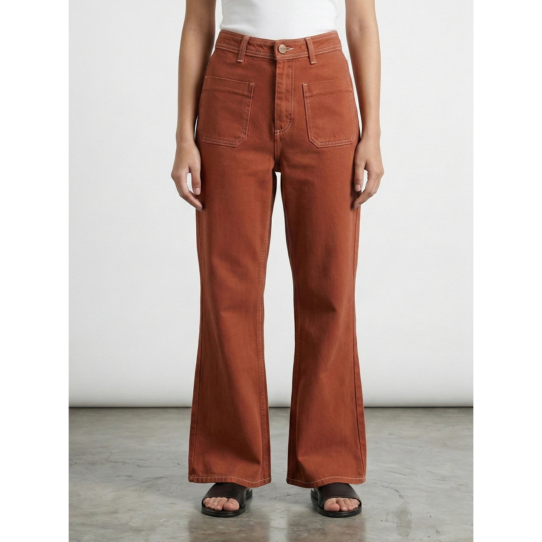 Rust Loose Flare Jeans | Montivo Pakistan