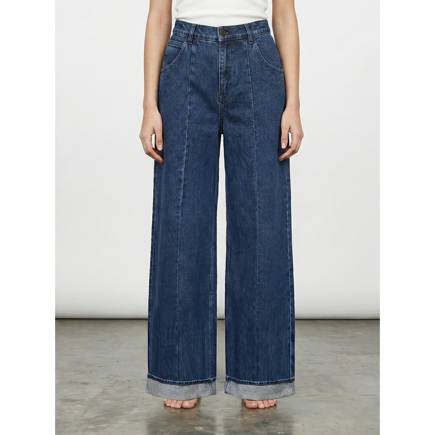 Front Seam Indigo Wide Leg Jeans | Montivo Pakistan