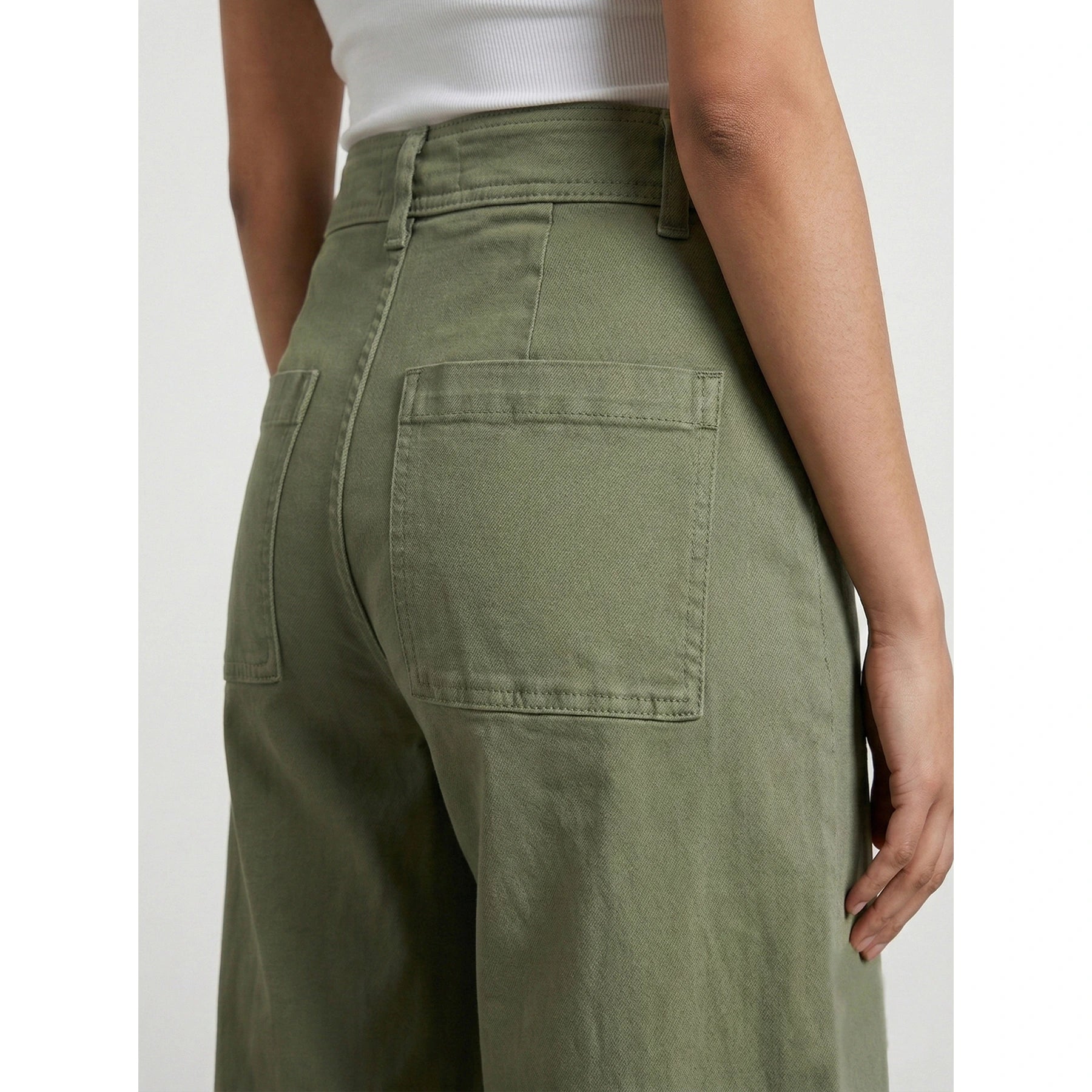 Olive Frayed Hem Wide Leg Jeans | Montivo Pakistan