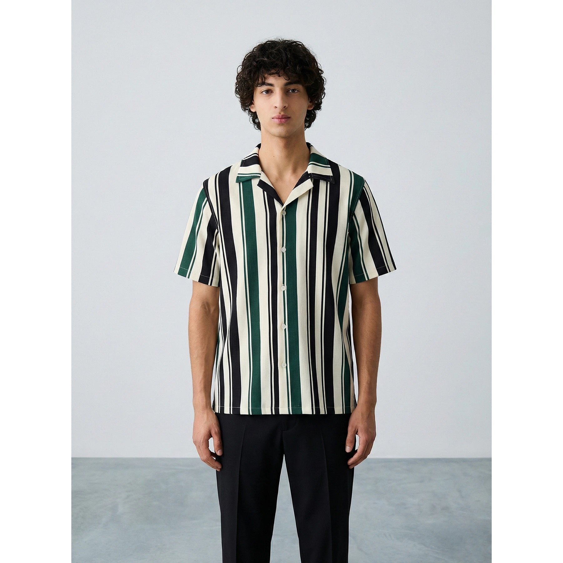 Green Stripes Cuban Shirt | Montivo Pakistan