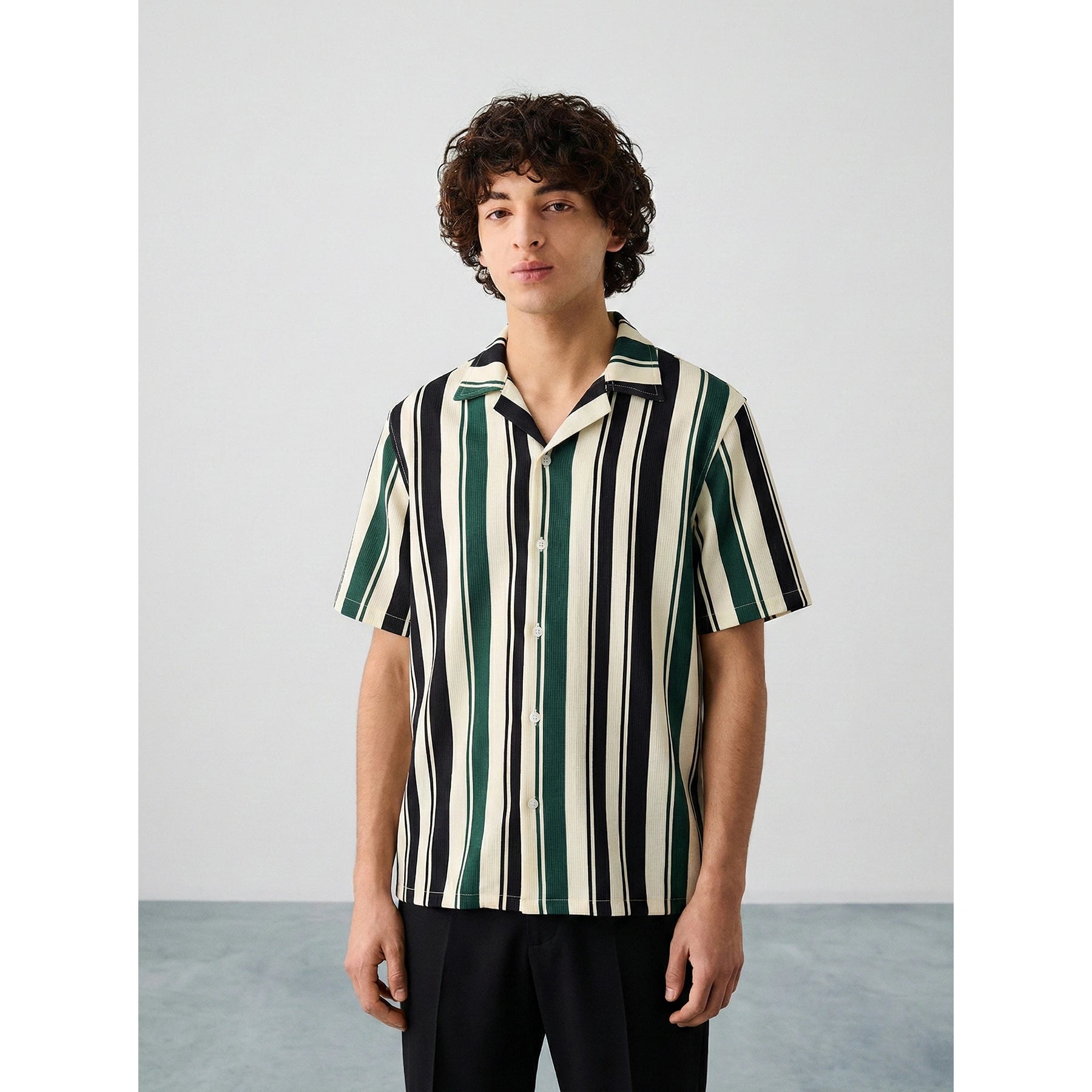 Green Stripes Cuban Shirt | Montivo Pakistan