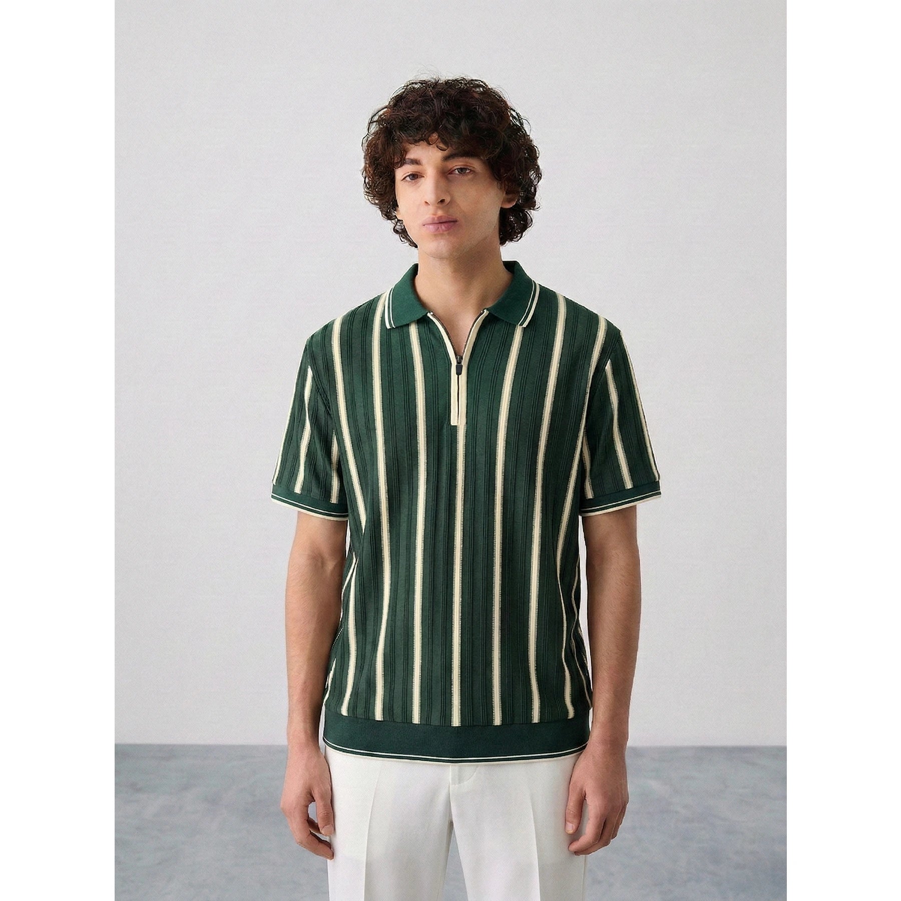 Green Zipper Regular Fit Polo | Montivo Pakistan