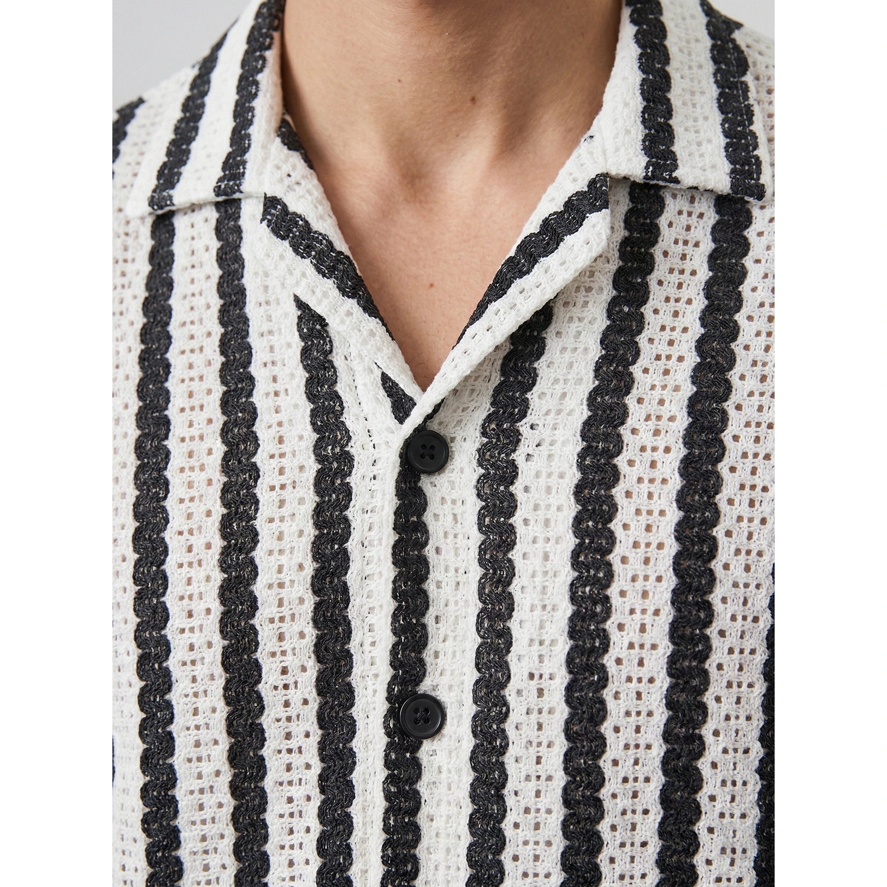 Monochrome White Textured Cuban Shirt | Montivo Pakistan