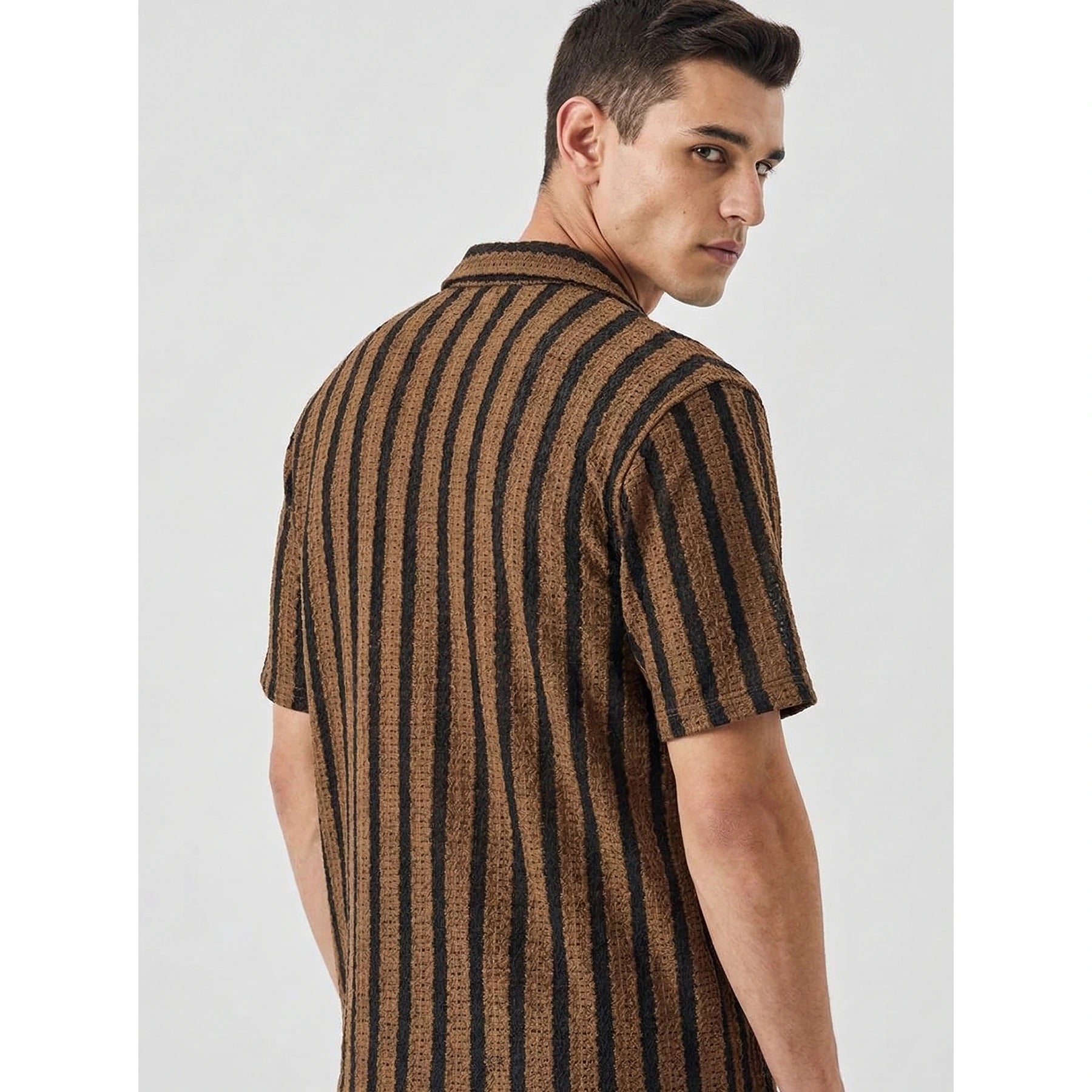 Dark Mocha Textured Cuban Shirt | Montivo Pakistan