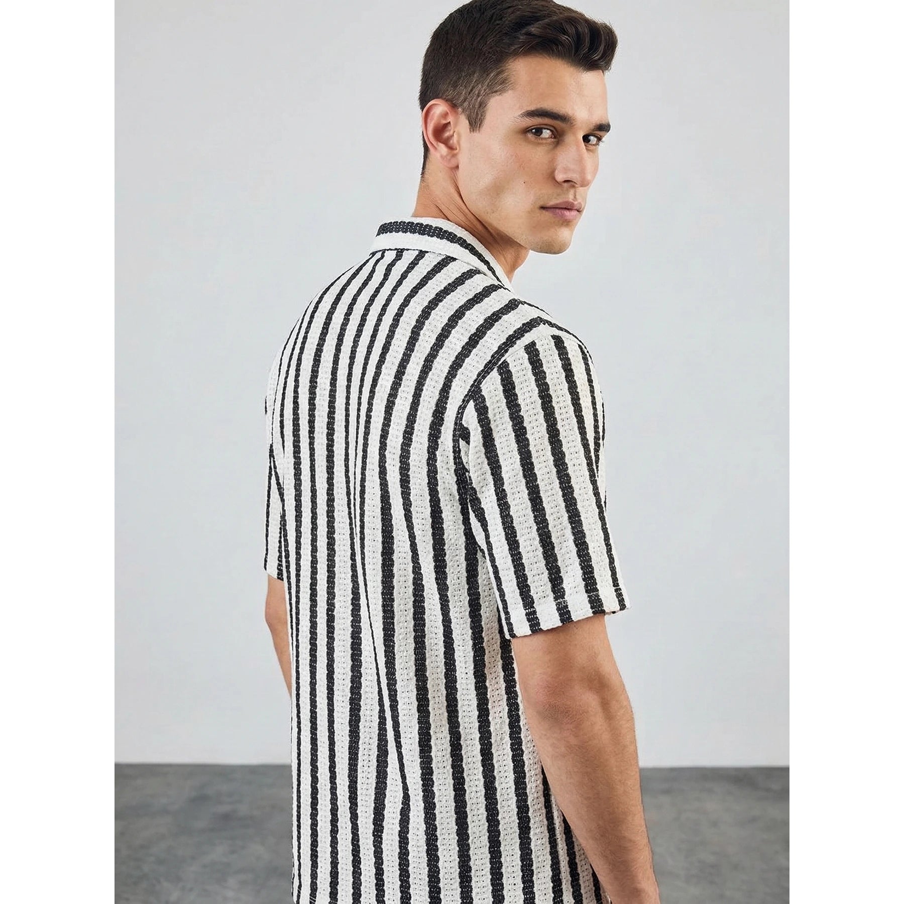 Ecru Textured Cuban Shirt | Montivo Pakistan
