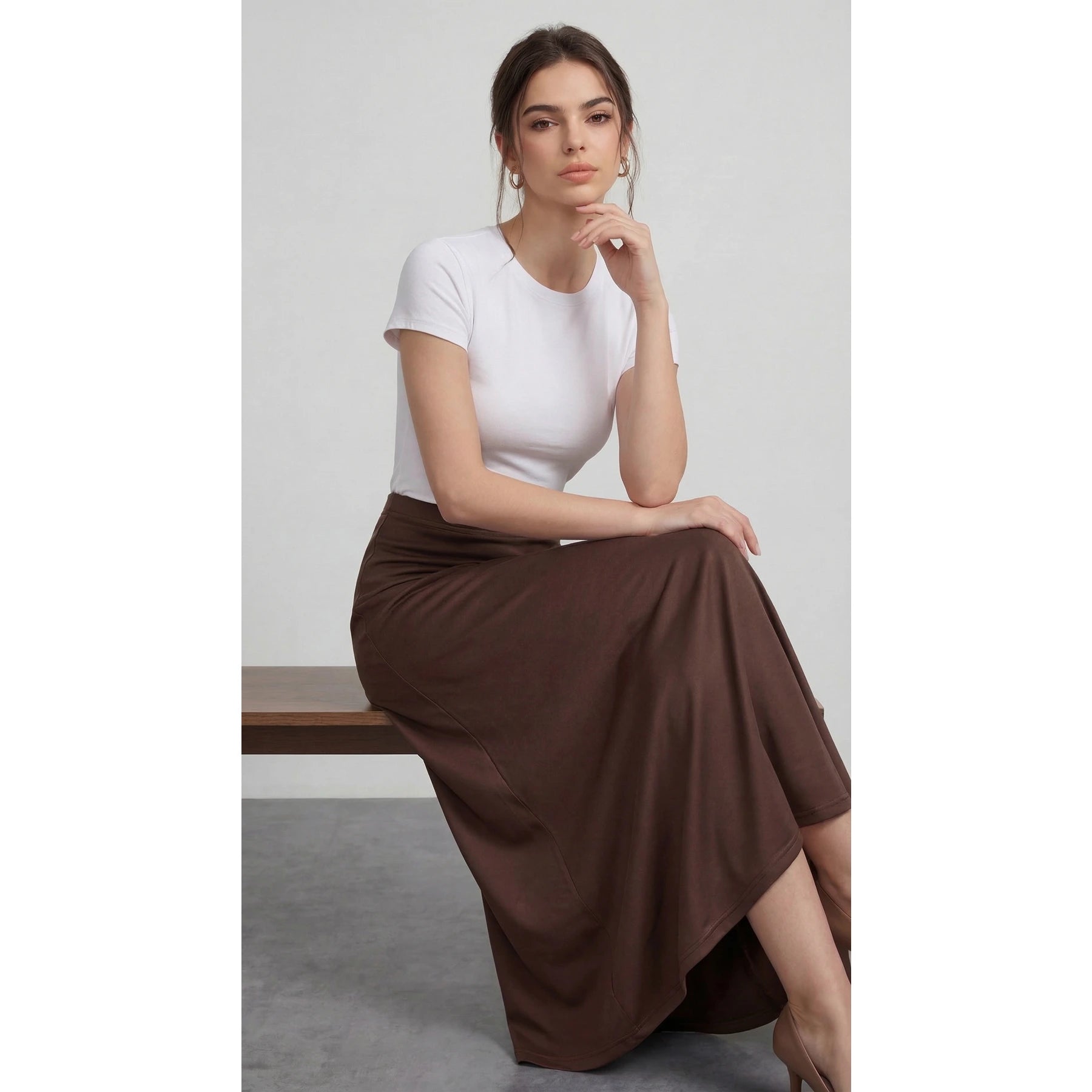 Brown Flared Skirt | Montivo Pakistan