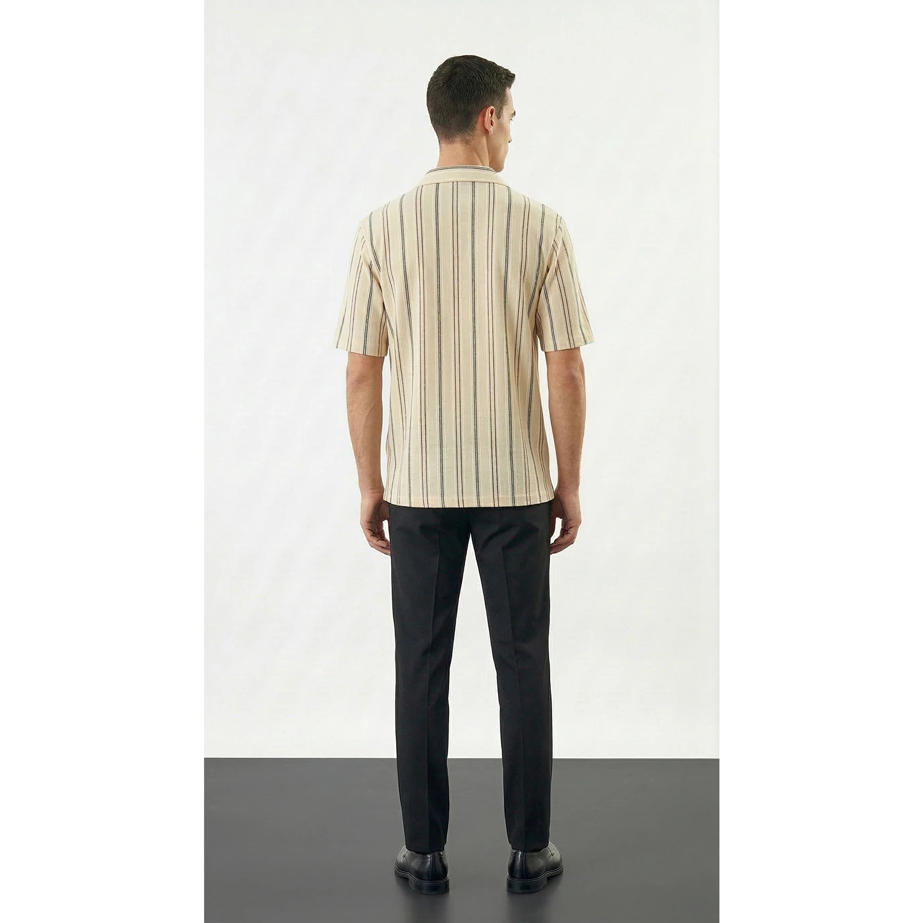 Textured Wheat Stripe Cuban Oversized Shirt | Montivo Pakistan