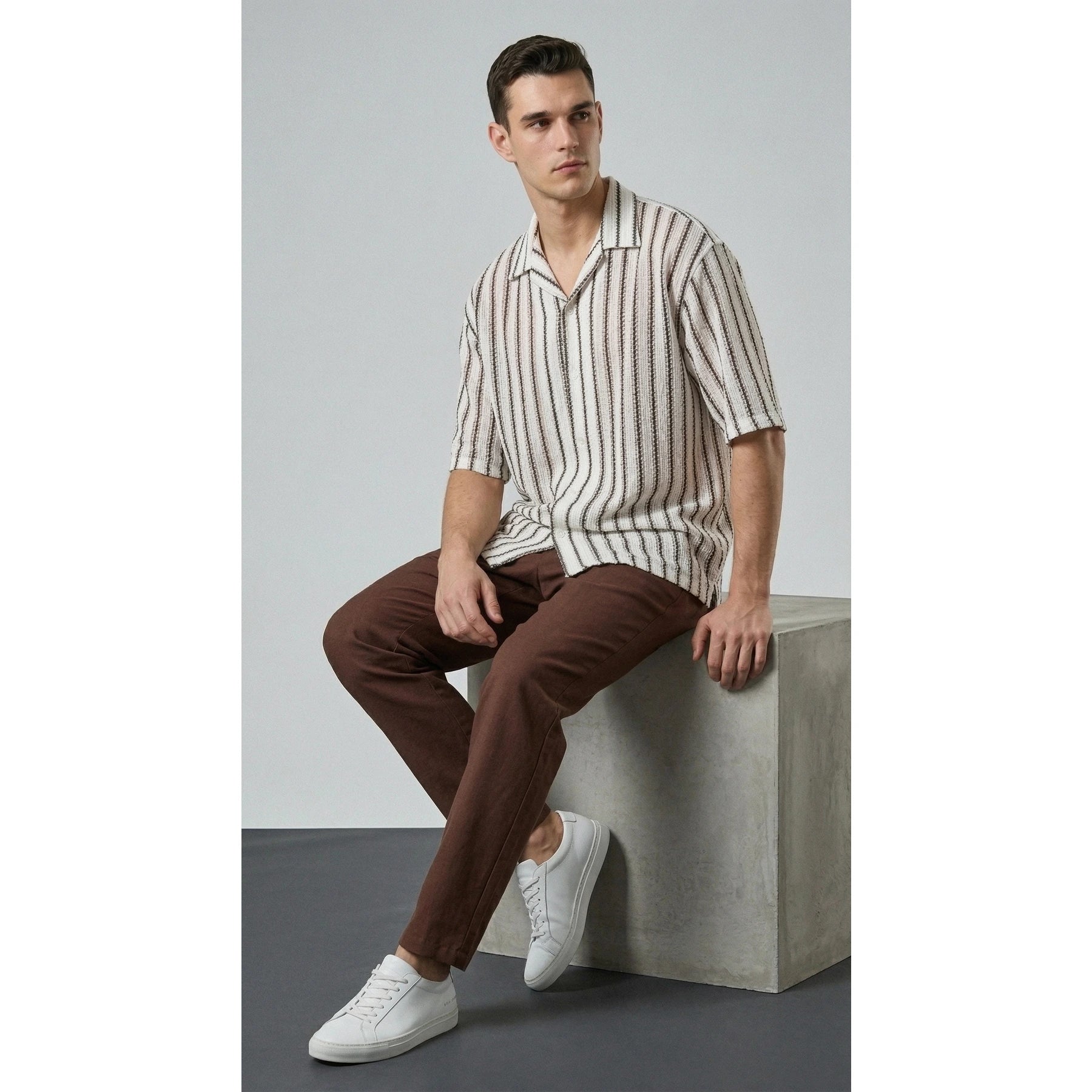 White Artisan Crochet Cuban Shirt | Montivo Pakistan