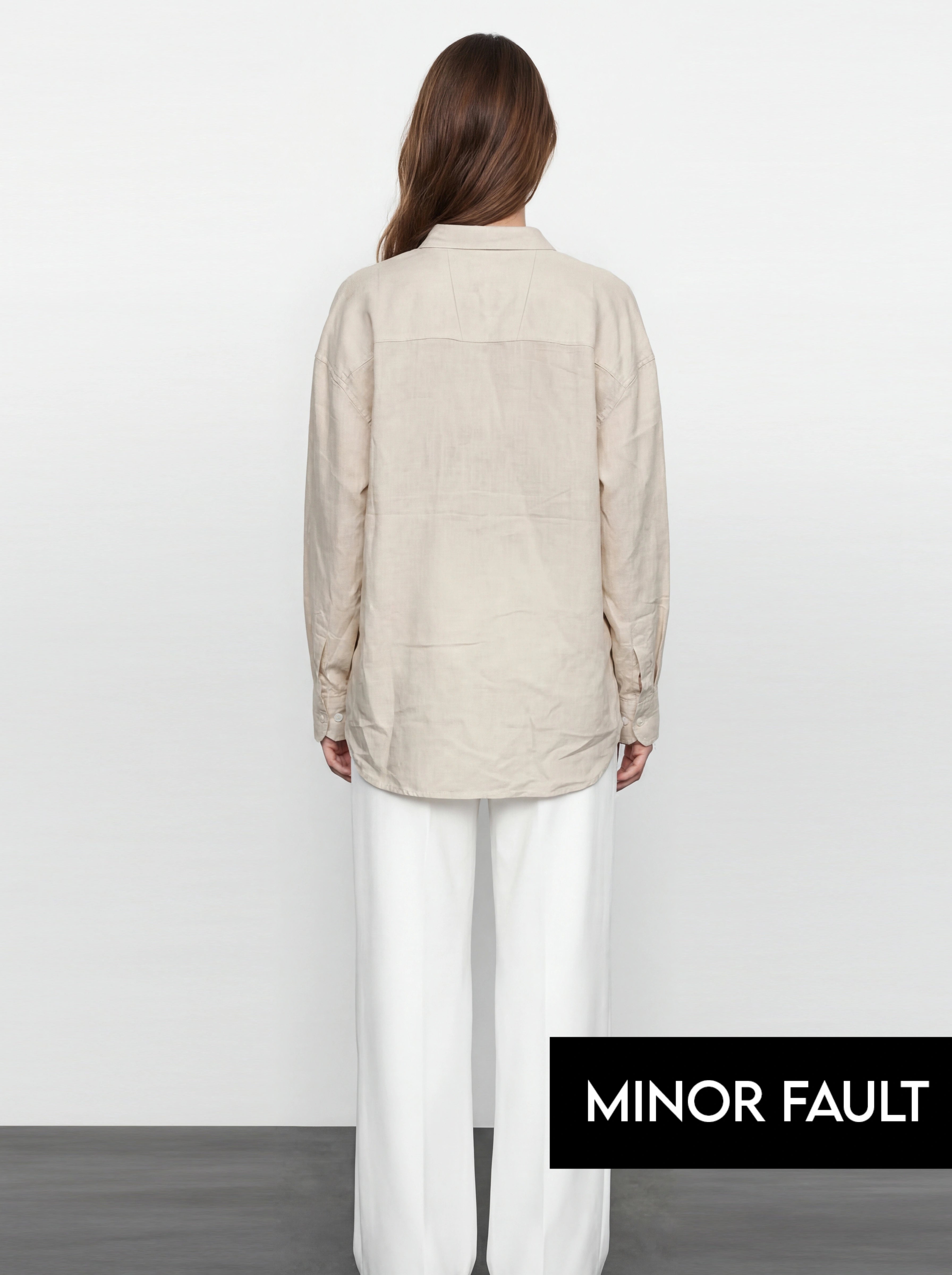 (Minor Fault) Beige Irish Linen Overized Shirt | Montivo Pakistan