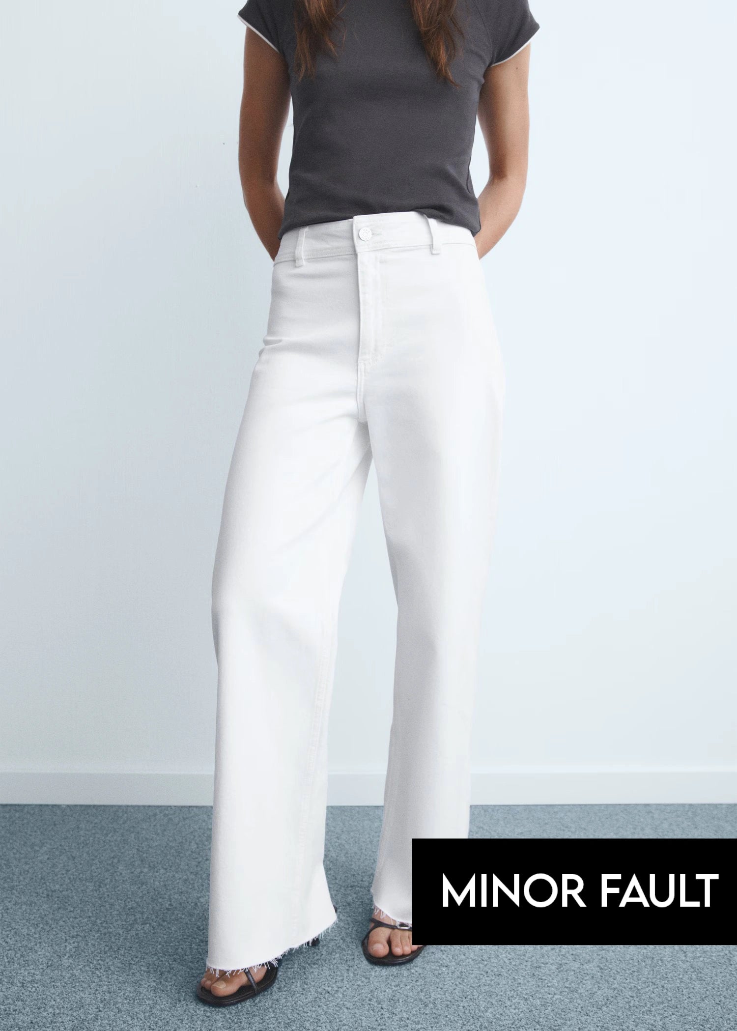 (Minor Fault) White Wide Leg Jeans | Montivo Pakistan