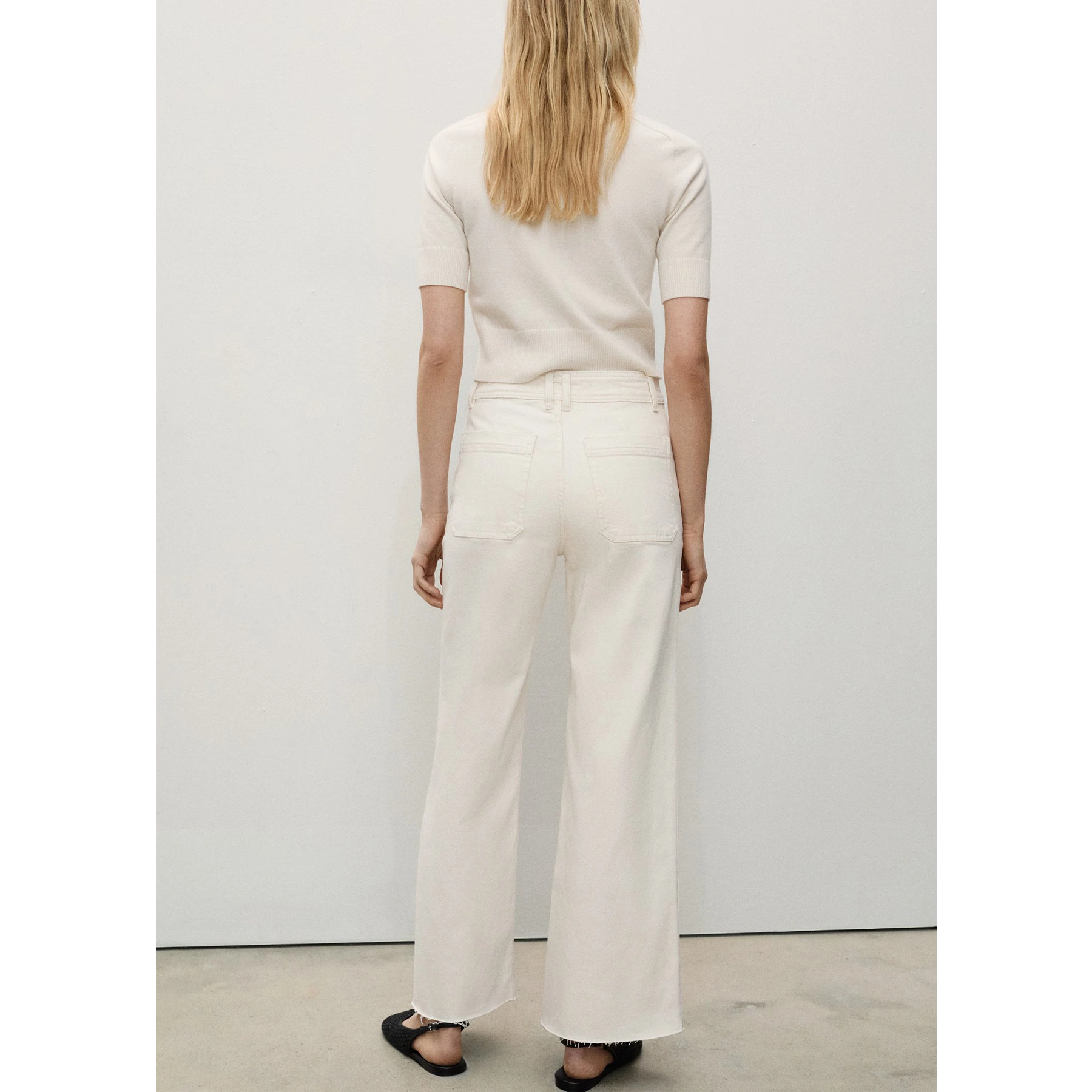 Cream Wide Leg Jeans | Montivo Pakistan