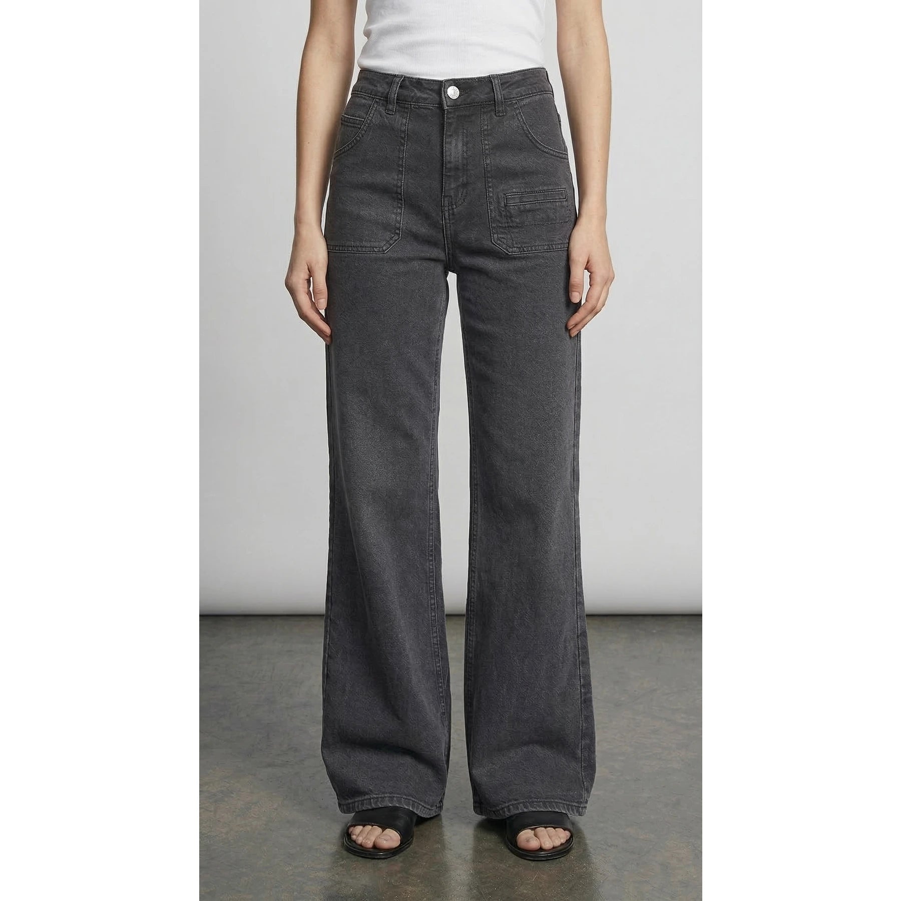 Charcoal Loose Flare Jeans | Montivo Pakistan