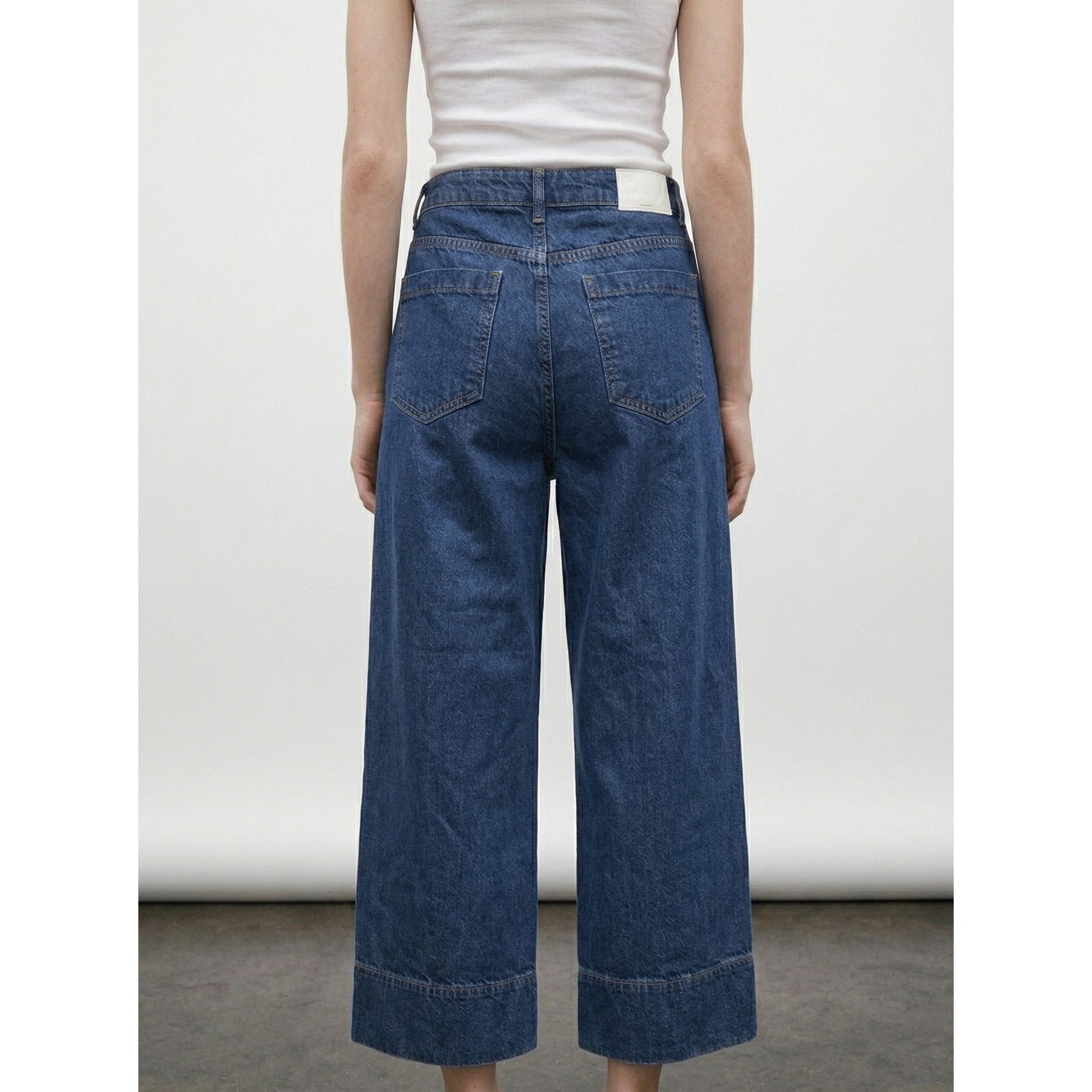 Dark Blue Wide Leg Culottes Jeans | Montivo Pakistan