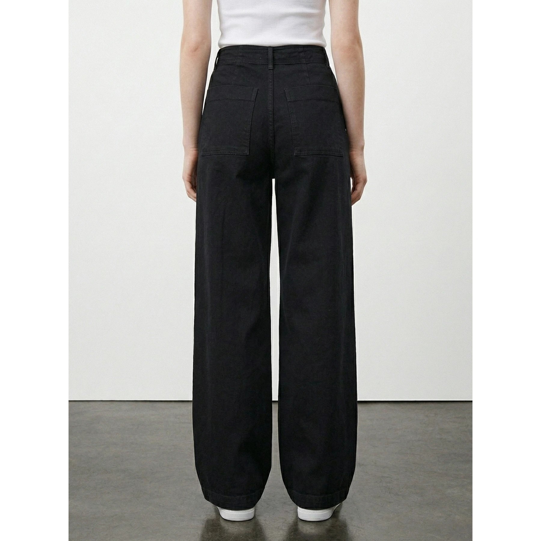 Black Wide Leg Front Seam Jeans | Montivo Pakistan