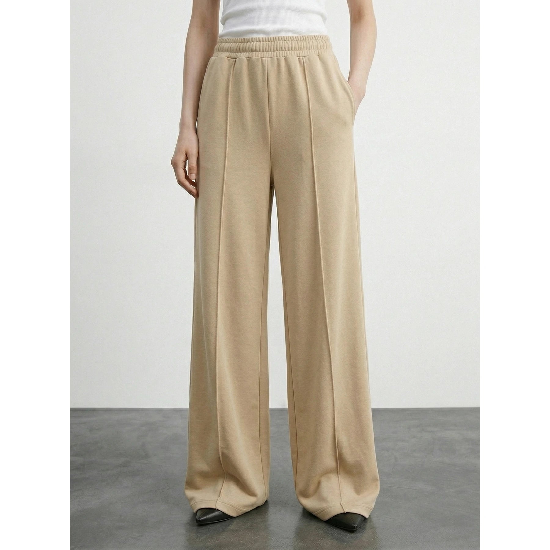 Wheat Front Seam Wide Leg Trousers | Montivo Pakistan