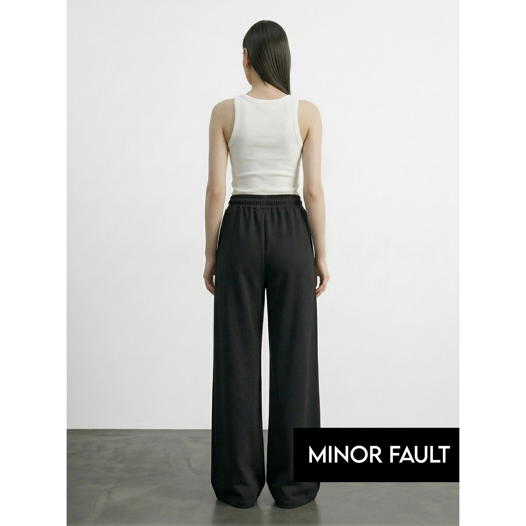 (Minor Fault) Black Front Seam Wide Leg Trousers | Montivo Pakistan