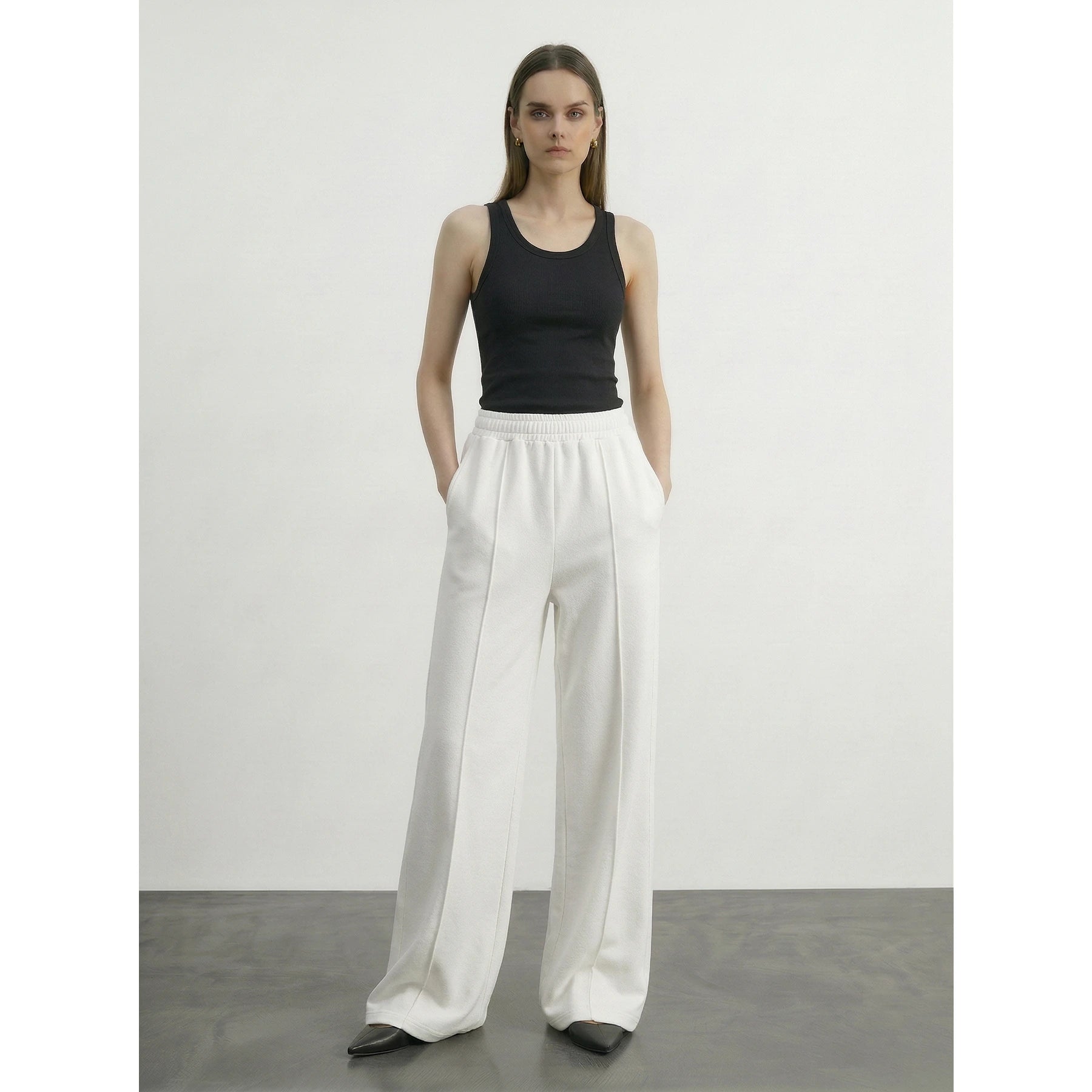 Off-White Front Seam Wide Leg Trousers | Montivo Pakistan