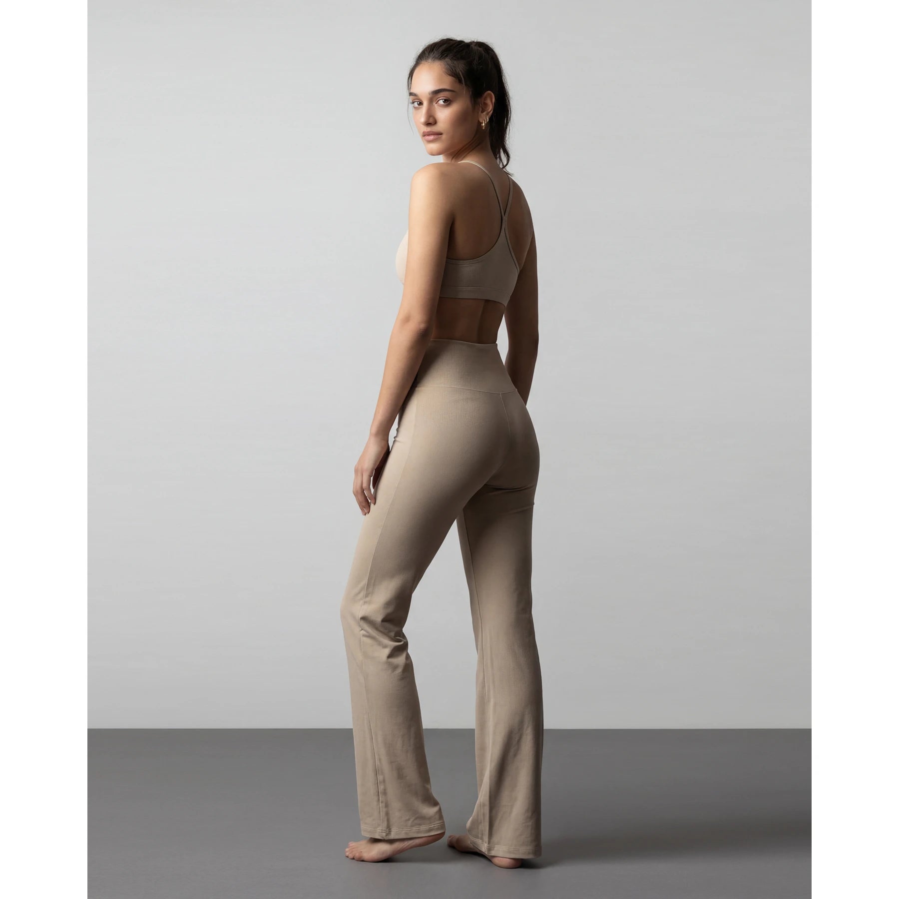 Beige Flared Yoga Pants | Montivo Pakistan