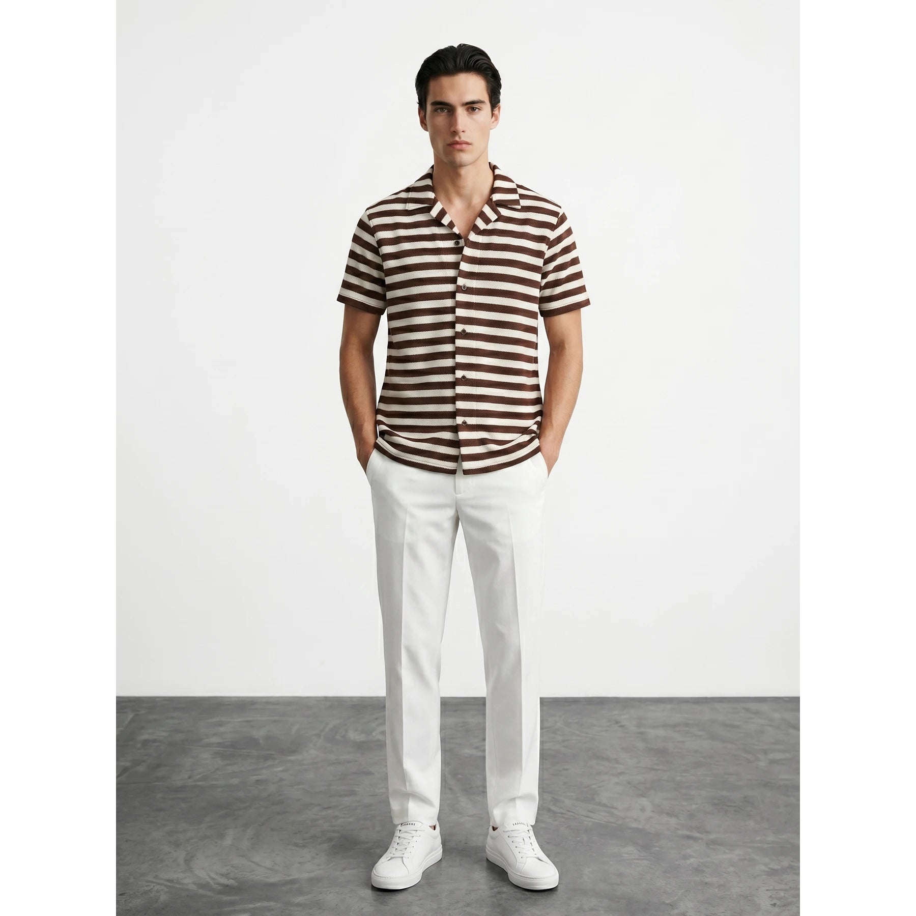 Brown Stripes Cuban Shirt | Montivo Pakistan