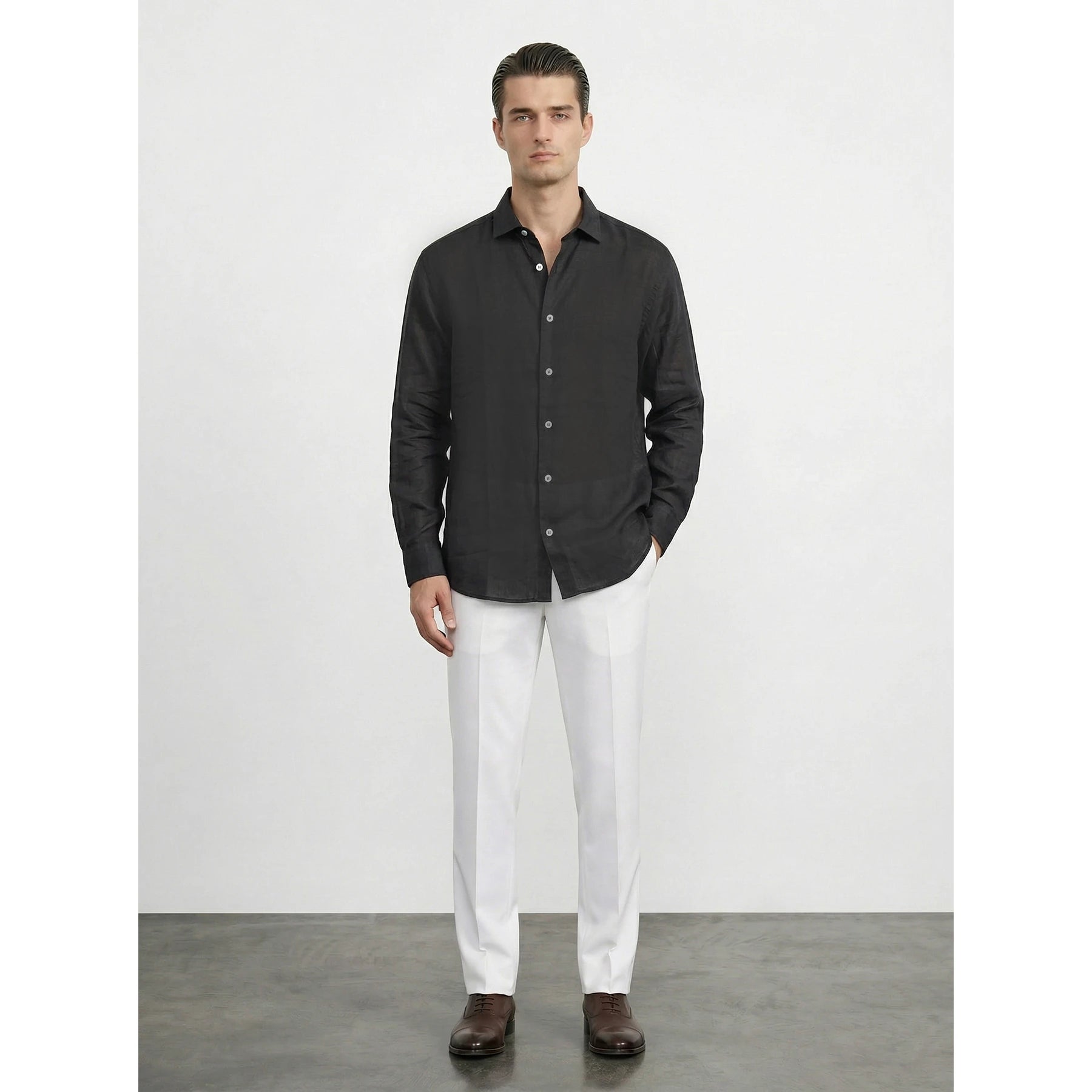 Black Irish Linen Oversized Shirt | Montivo Pakistan