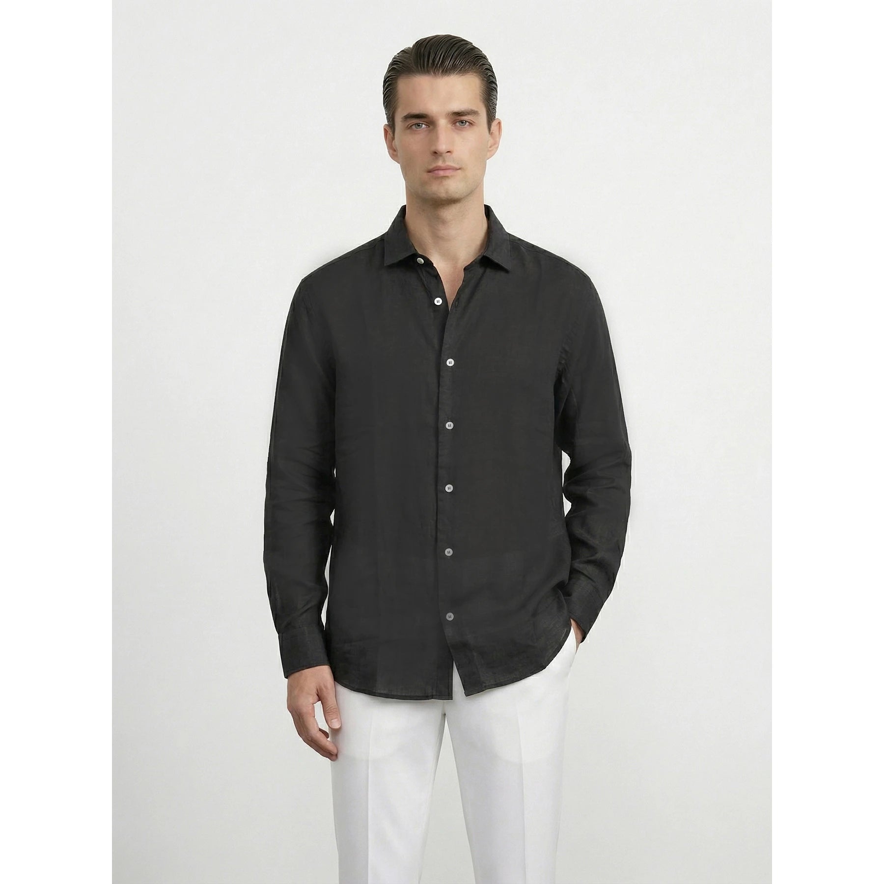 Black Irish Linen Oversized Shirt | Montivo Pakistan