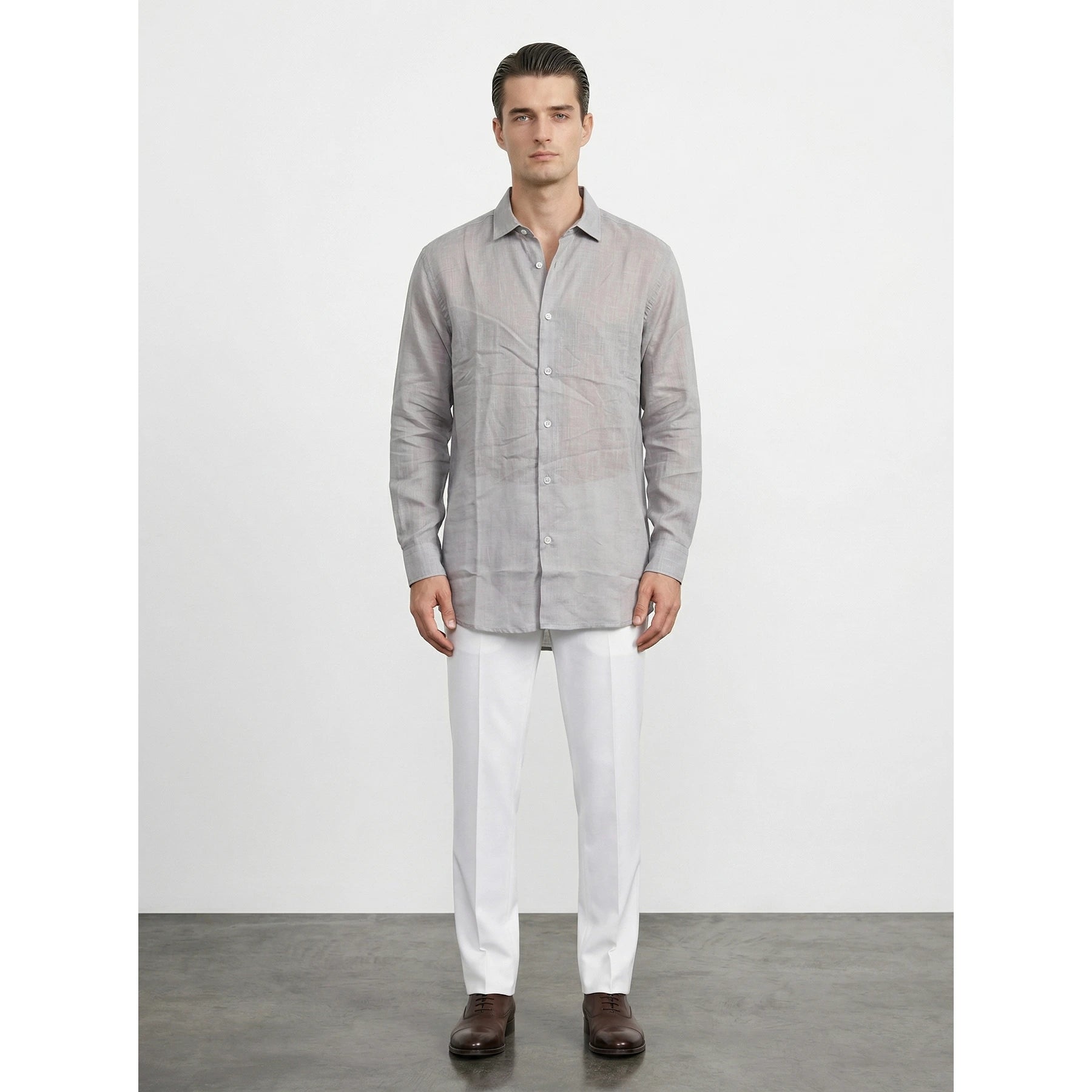 Grey Irish Linen Oversized Shirt | Montivo Pakistan