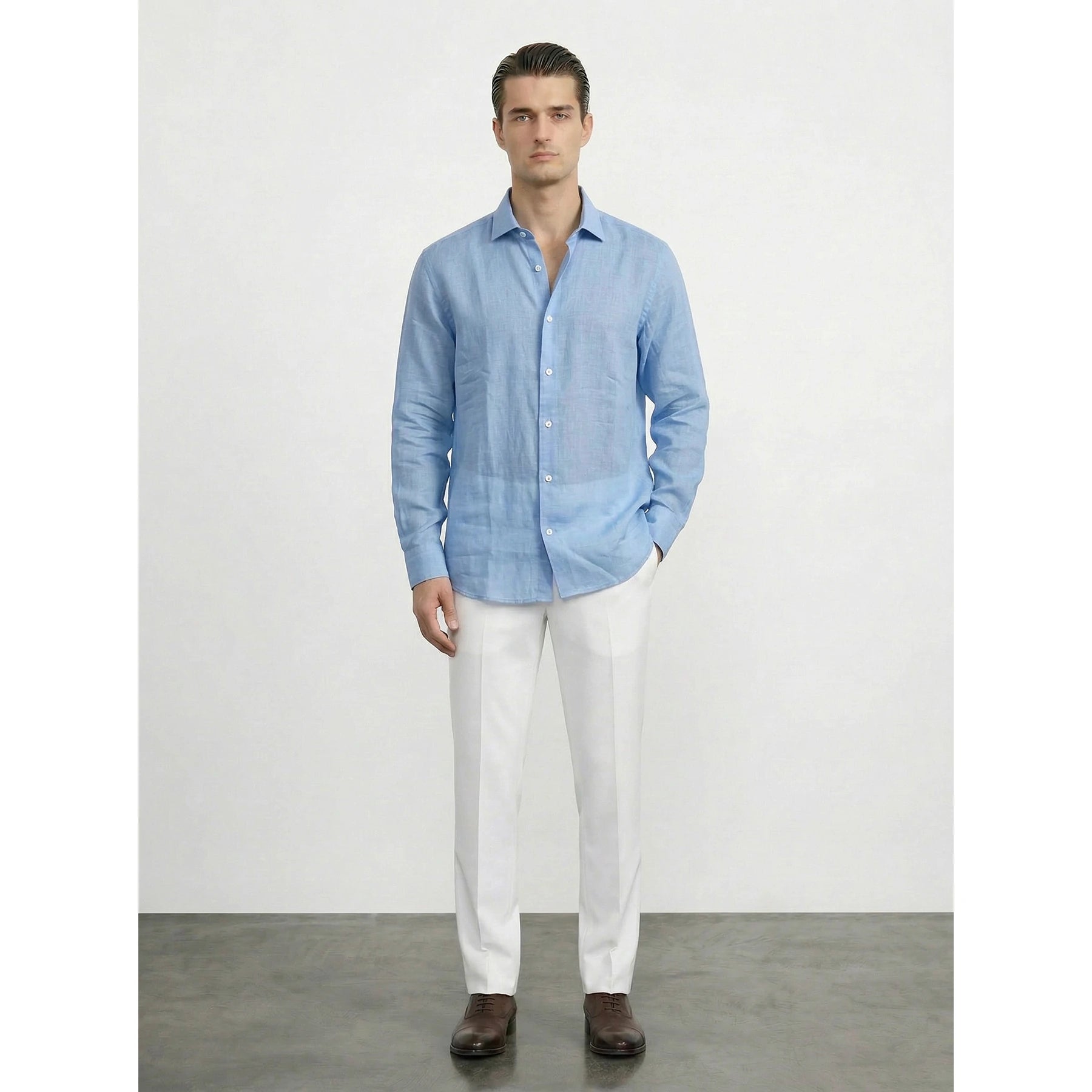 Sky Blue Irish Linen Oversized Shirt | Montivo Pakistan